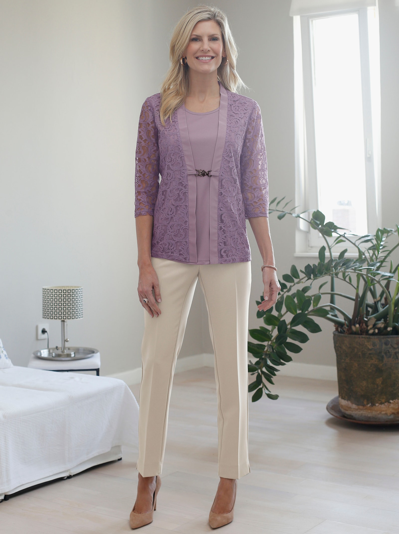 Bengalinhose mit Zierreißverschlüssen - sand