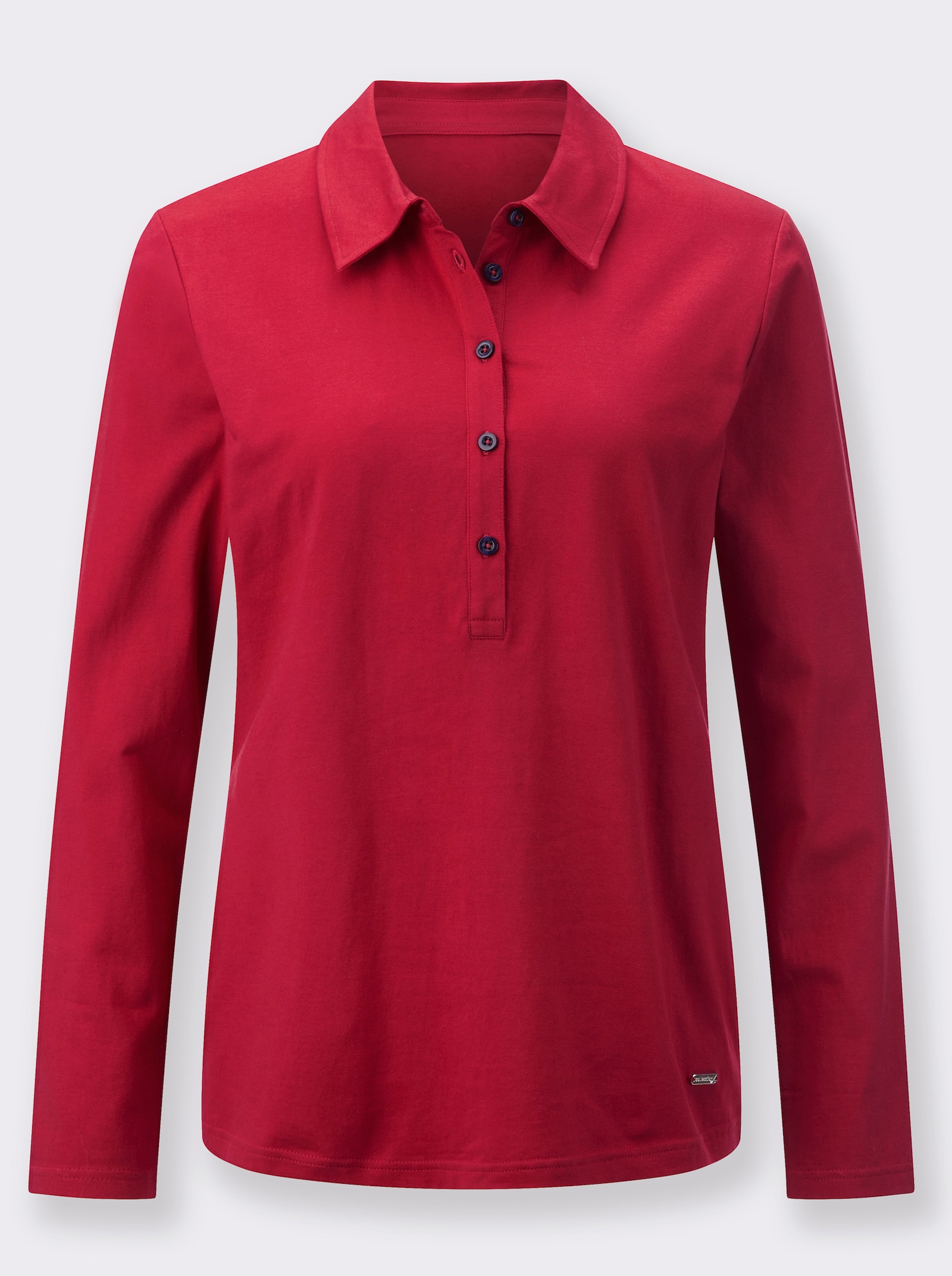 Langarm-Poloshirt mit hohem Baumwoll-Anteil - rot