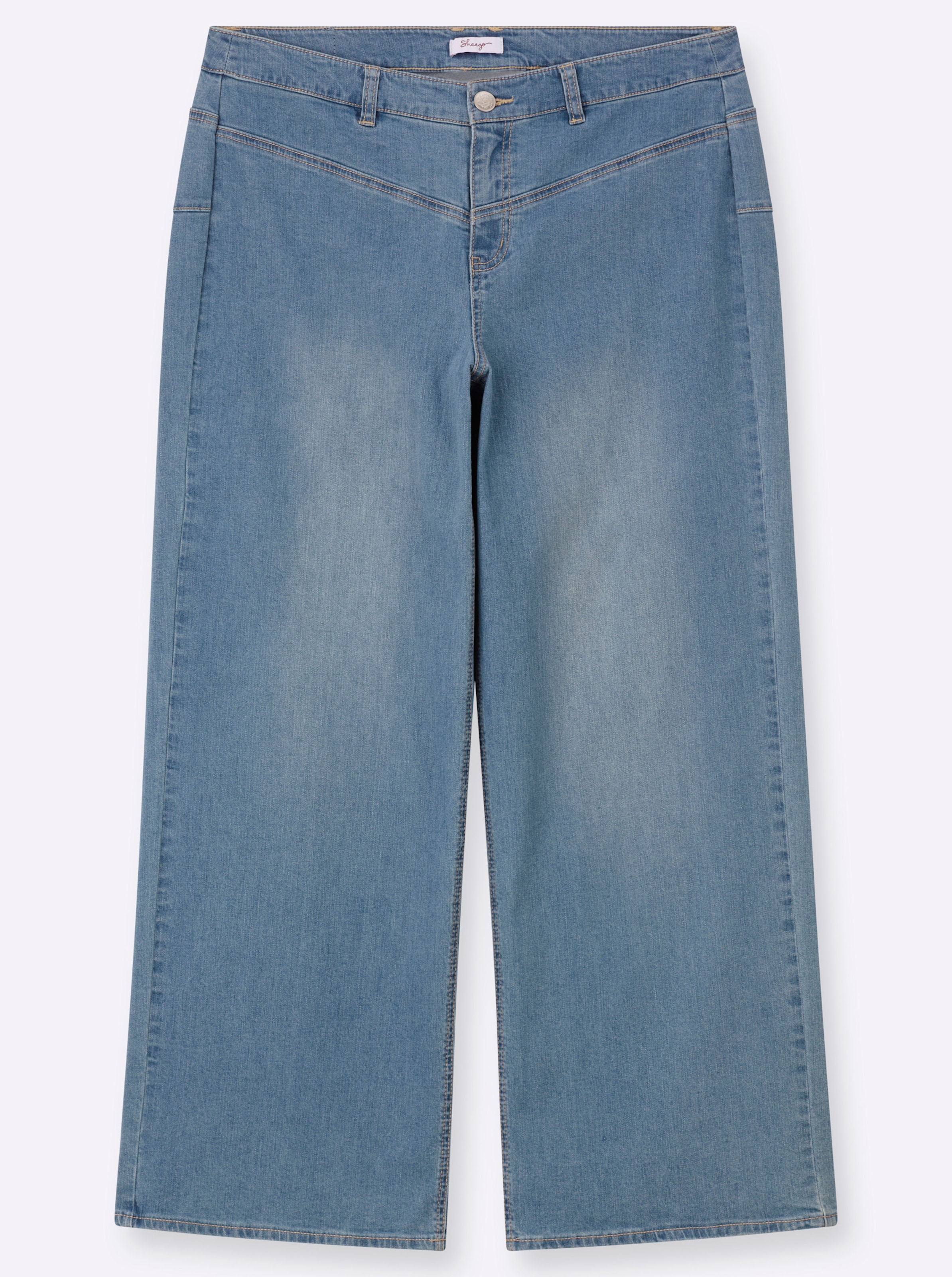 Sheego Damen Blau Stretch-Jeans Gr. 44, Normalgrößen, (, Bleached), 99% Baumwolle, 1% Elasthan, Unifarben, Lang, Jeans - Bild 3