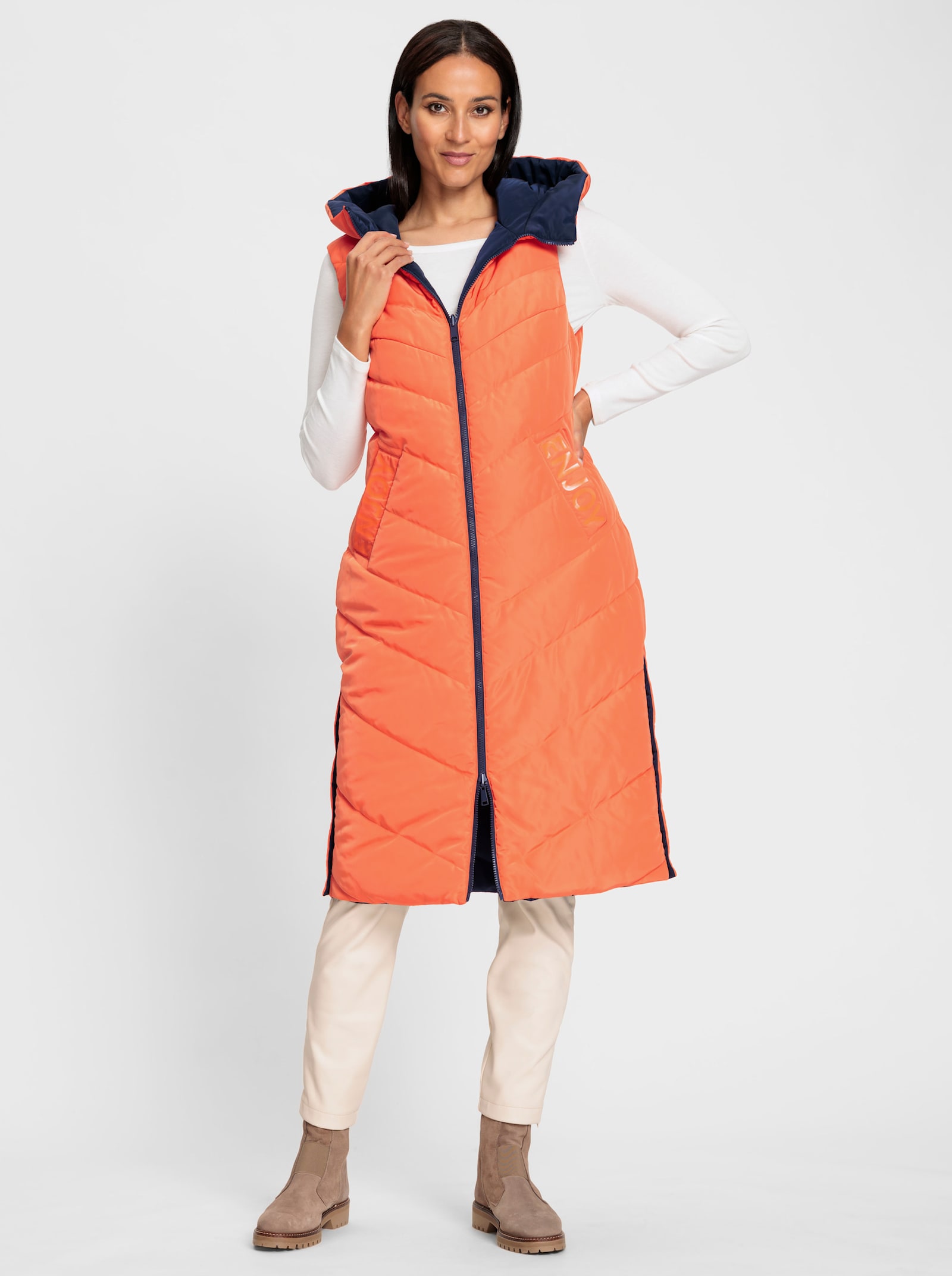 heine Gilet réversible avec fentes latérales - marine-orange