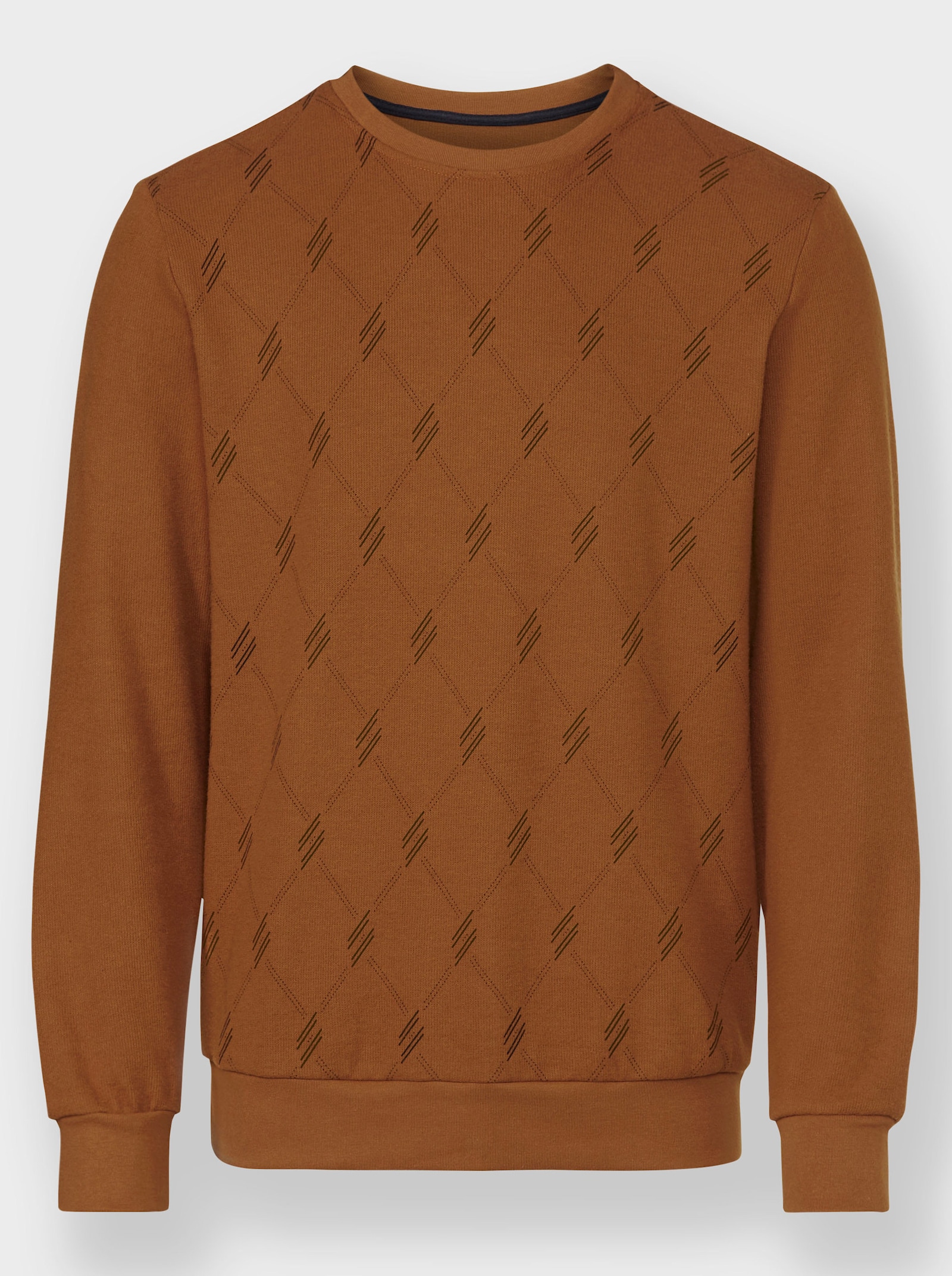 Marco Donati Sweatshirt mit Rautendruck vorne - cognac-marine-bedruckt