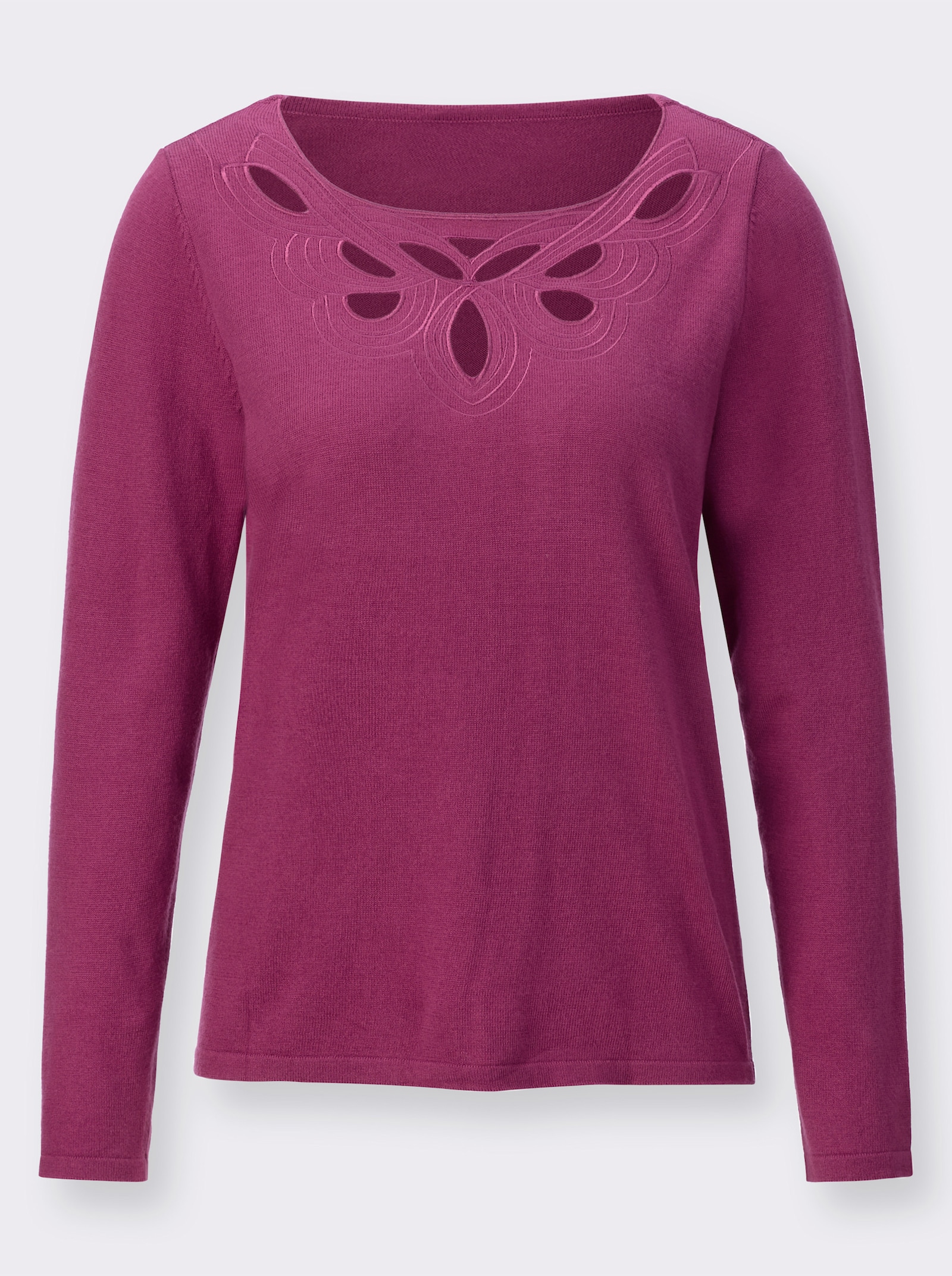 Pull à manches longues, mélange élégant de viscose et de modal - bruyère