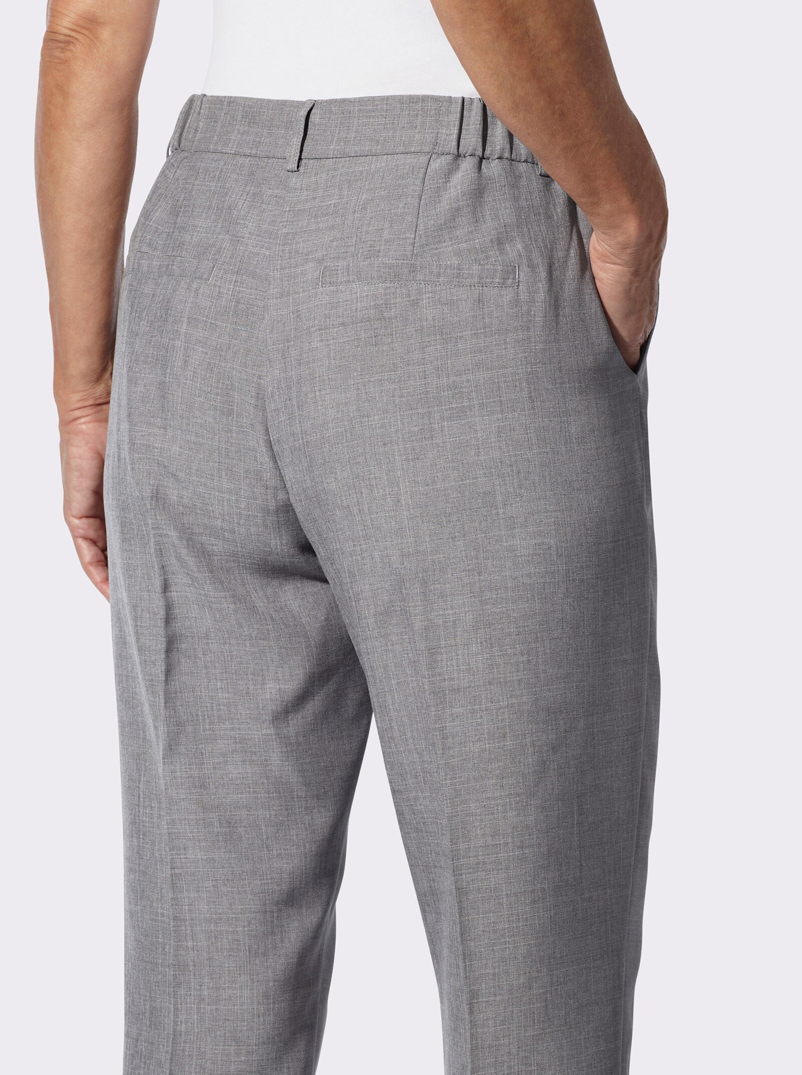 Hose mit Bügelfalten - hellgrau-meliert