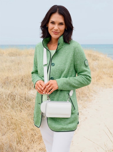 Fleecejacke mit hohen Seitenschlitzen - apfel-meliert
