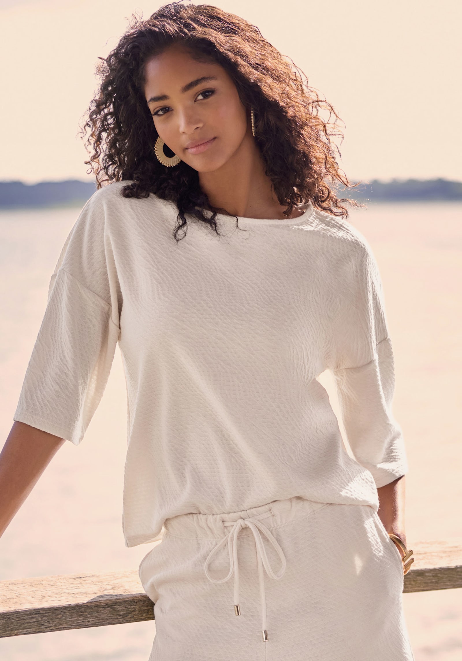 Venice Beach Rundhalsshirt - creme