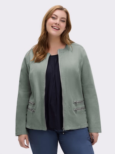Jeansblazer mit Zier-Reißverschlüssen - schilf