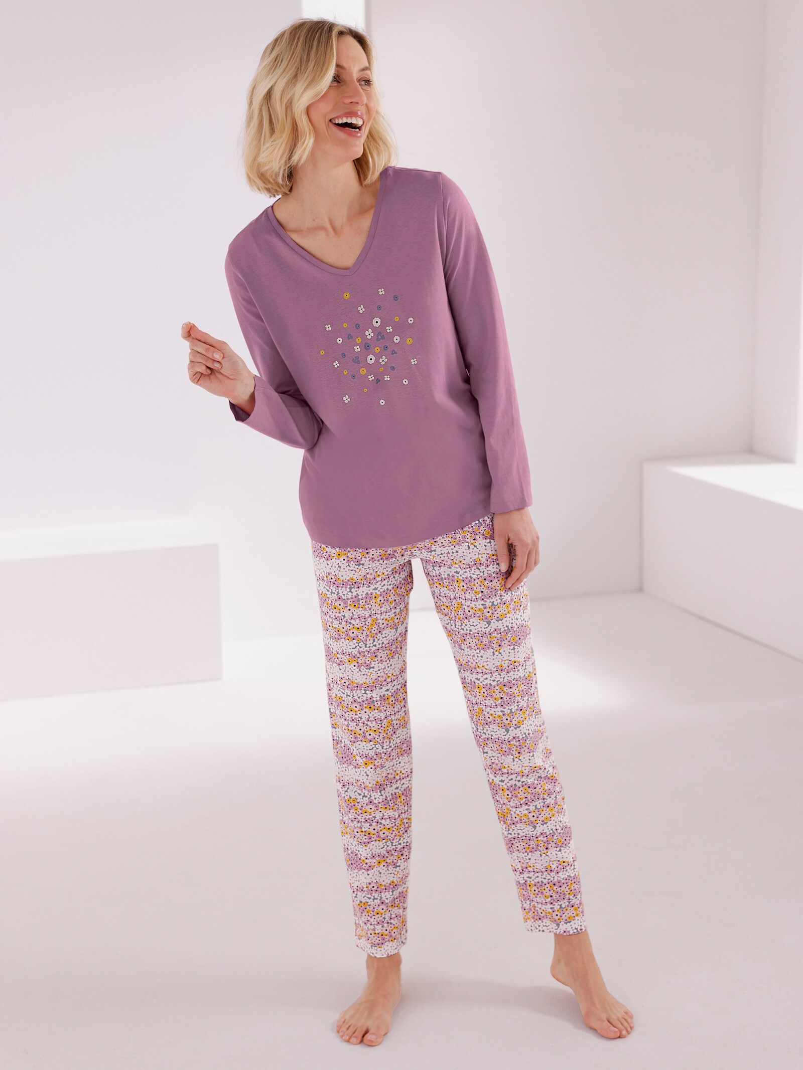 wäschepur Schlafanzüge im 2er-Pack - flieder-bedruckt