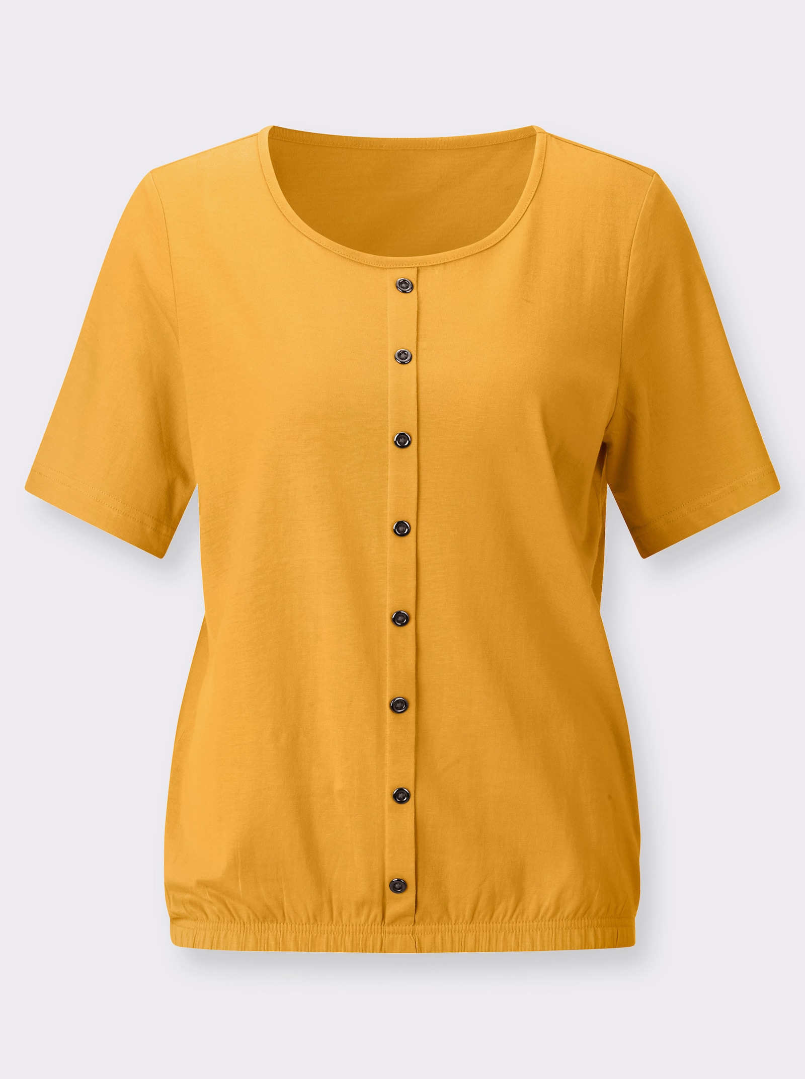 Kurzarmshirt mit Zierknöpfen - ocker