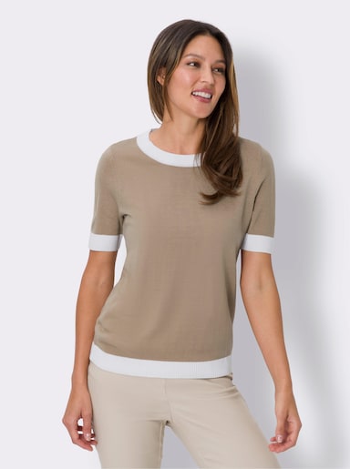 Pullover met korte mouwen - beige