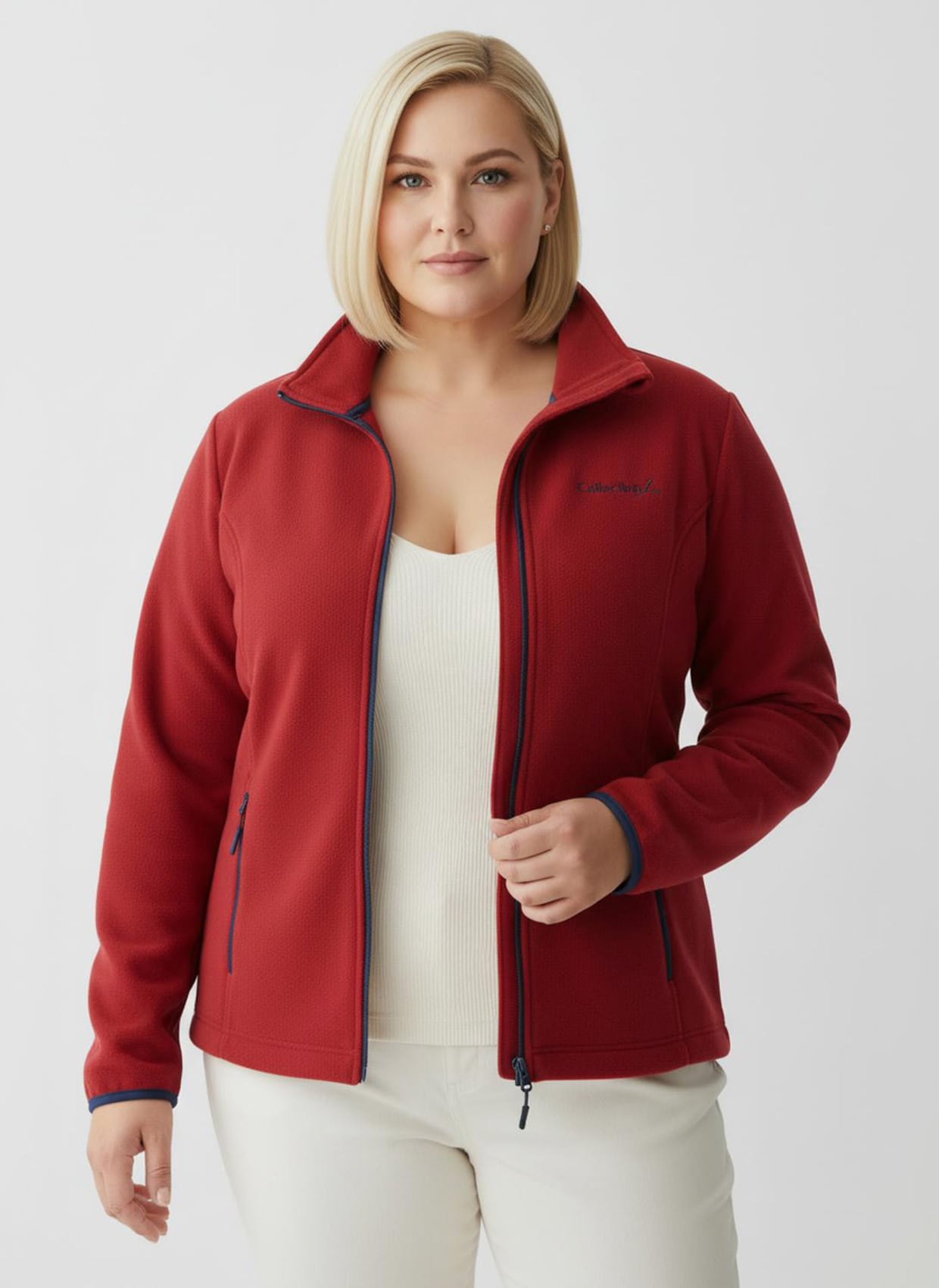 Fleecejacke mit Stickerei - rot