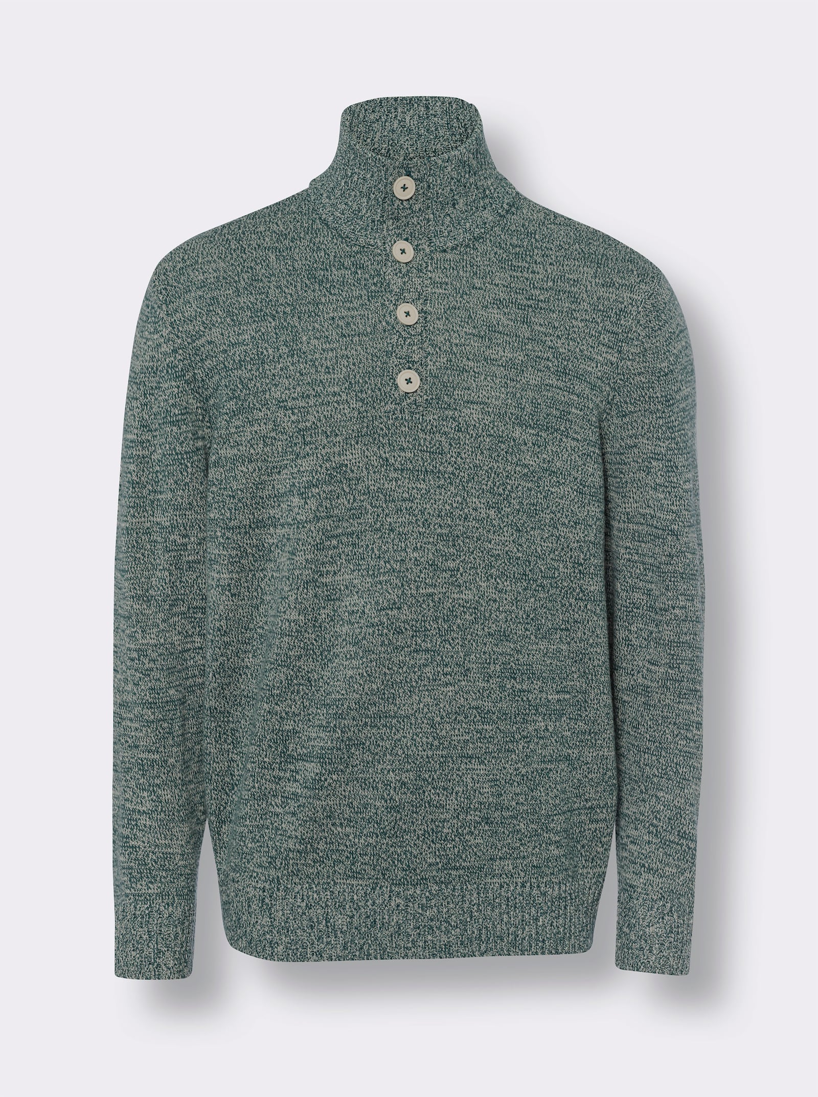 Pulóver s dlhými rukávmi z melanžového úpletu - petrolejová melírovaná