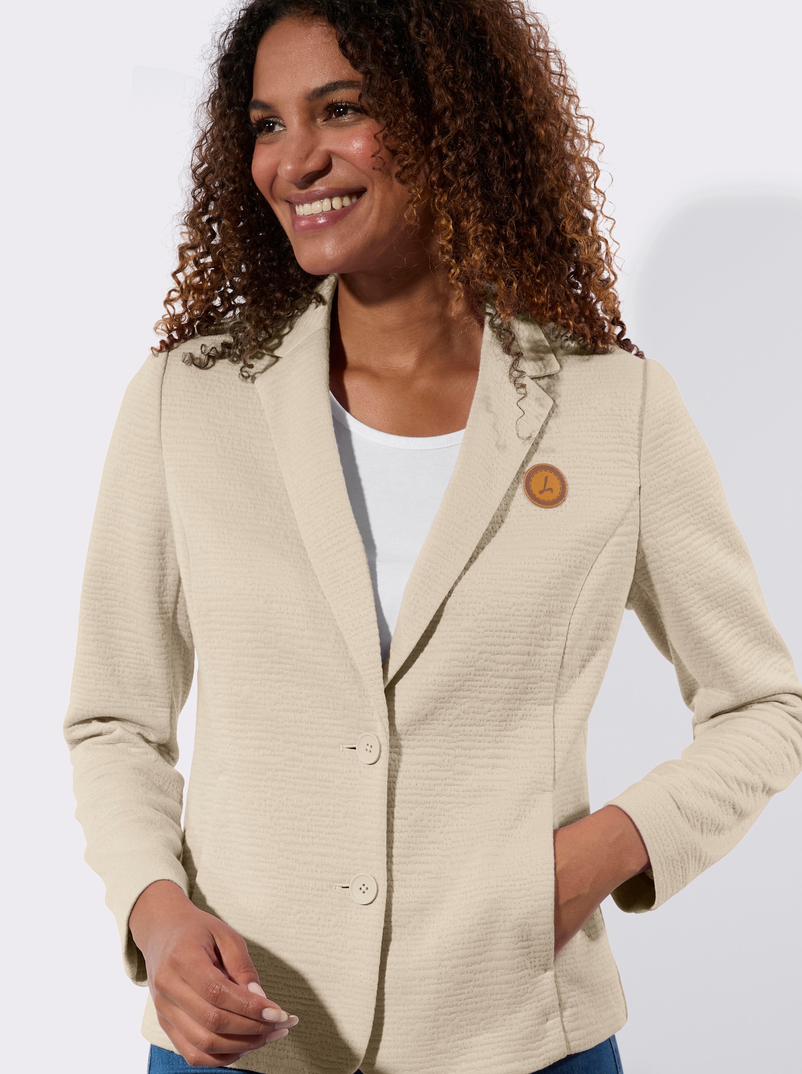 Džersej. blejzer z interlocku - slonovinová