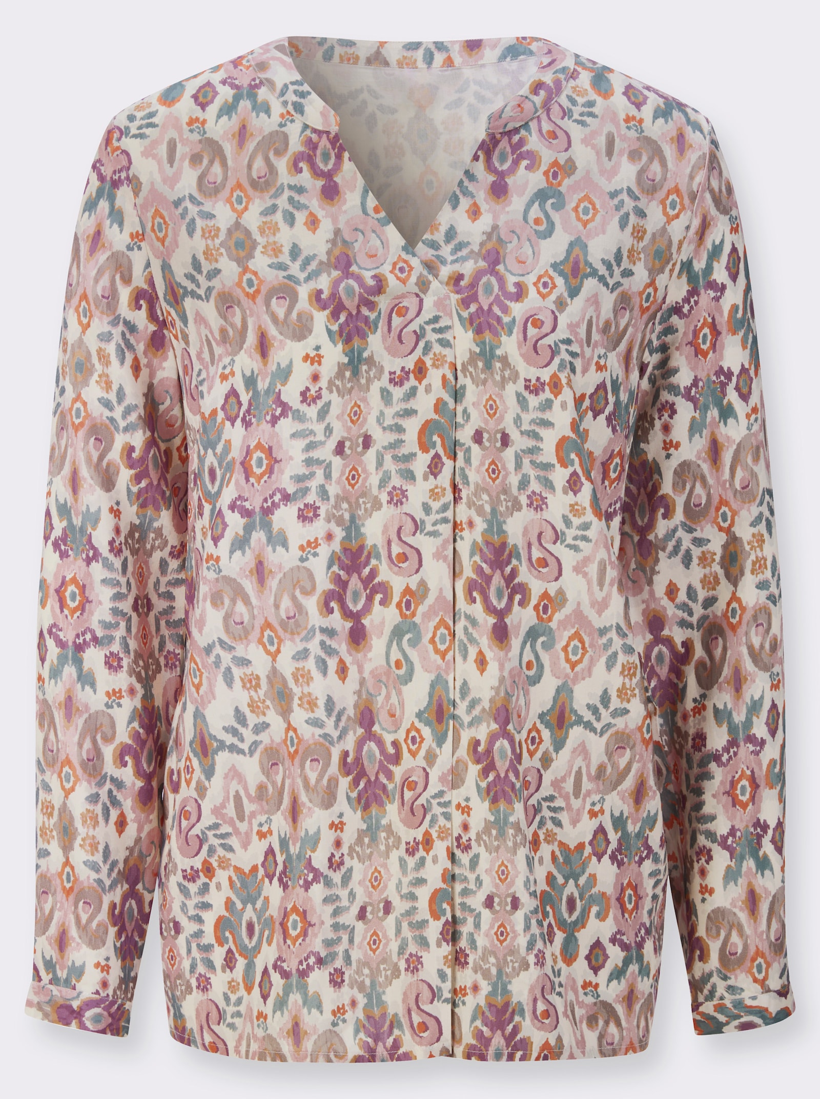 Druckbluse in Schlupfform - champagner-jade-bedruckt