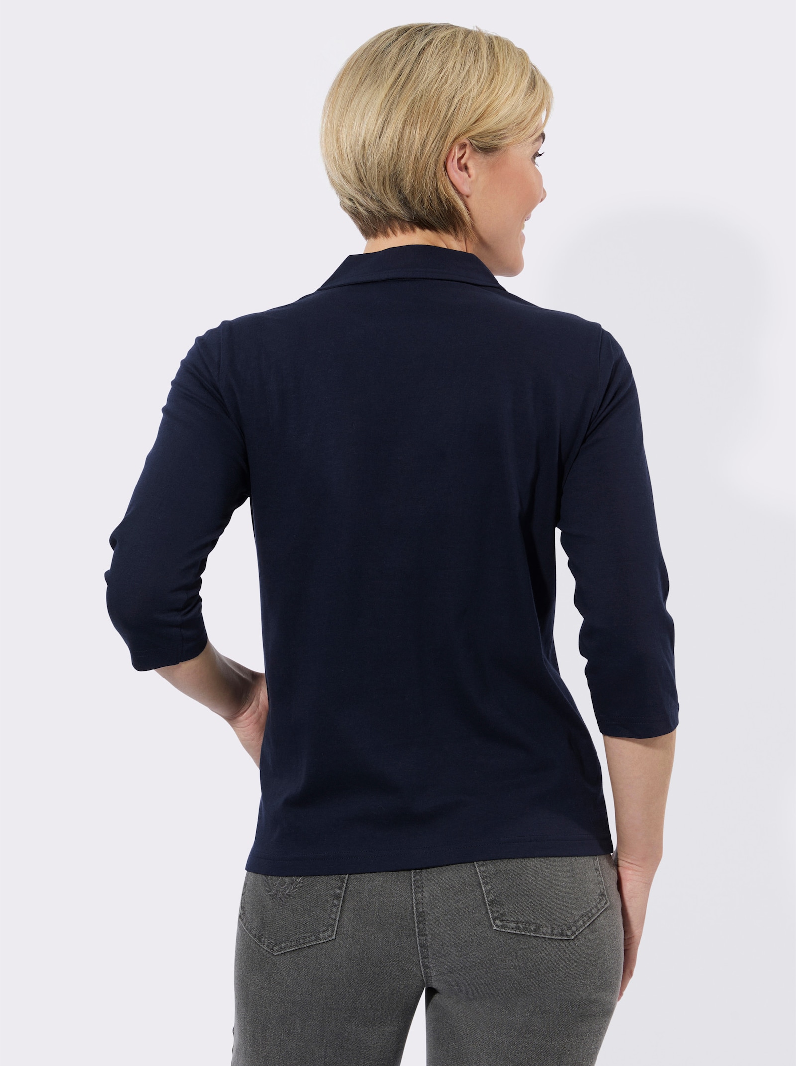 Poloshirt mit imitierter Knopfleiste - marine