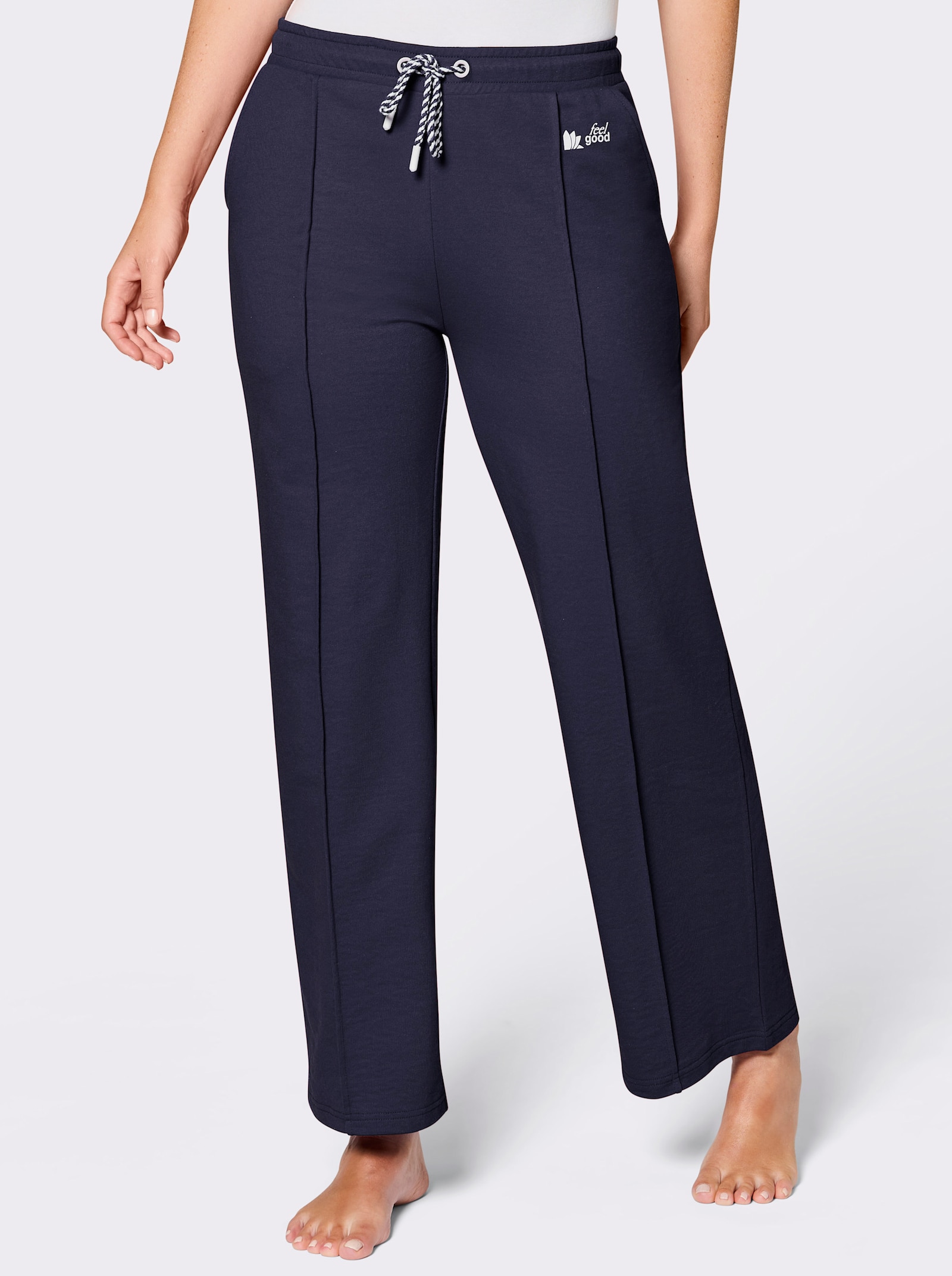 feel good Dehnbund-Hose in weiter Form - marine-weiß