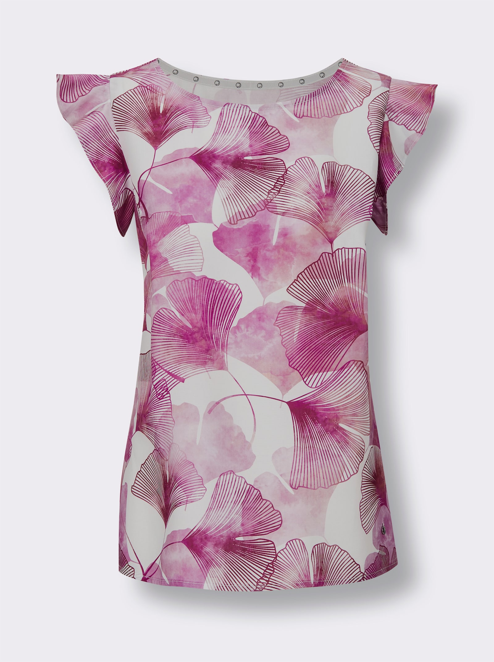 CREATION L PREMIUM Blusentop in temperaturausgleichender Lyocell-Qualität - ecru-magenta-bedruckt