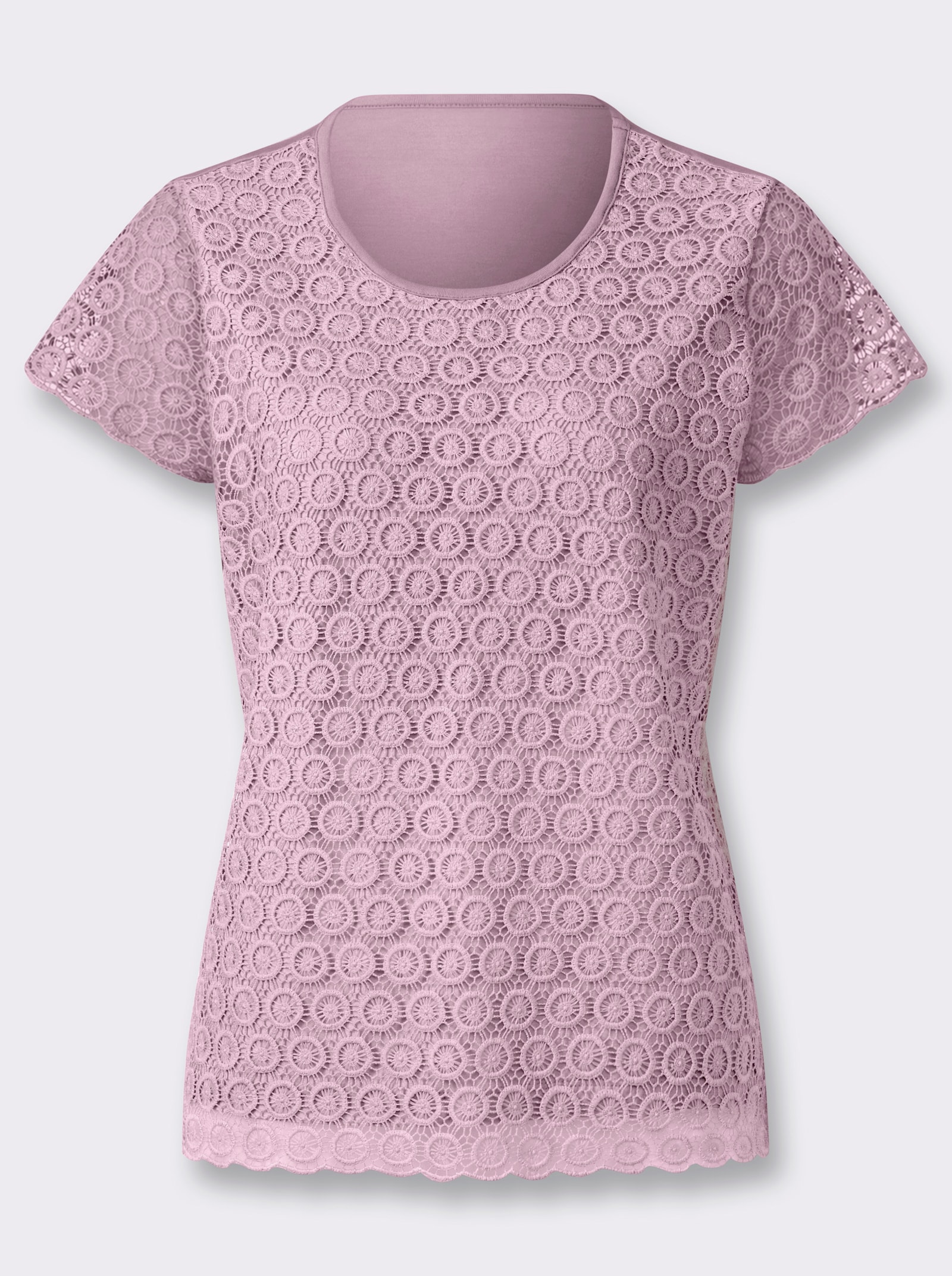 Spitzenshirt im Viskose-Mix - rosé