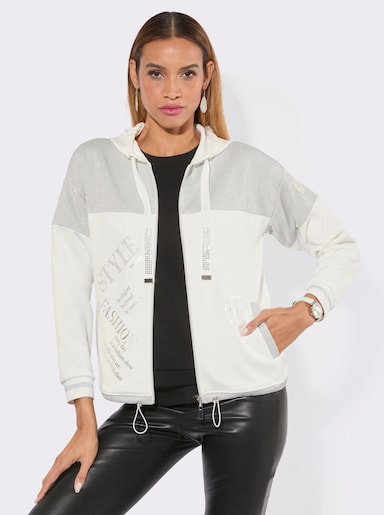 Sweatjacke im softweichen Modal-Mix - ecru-silberfarben