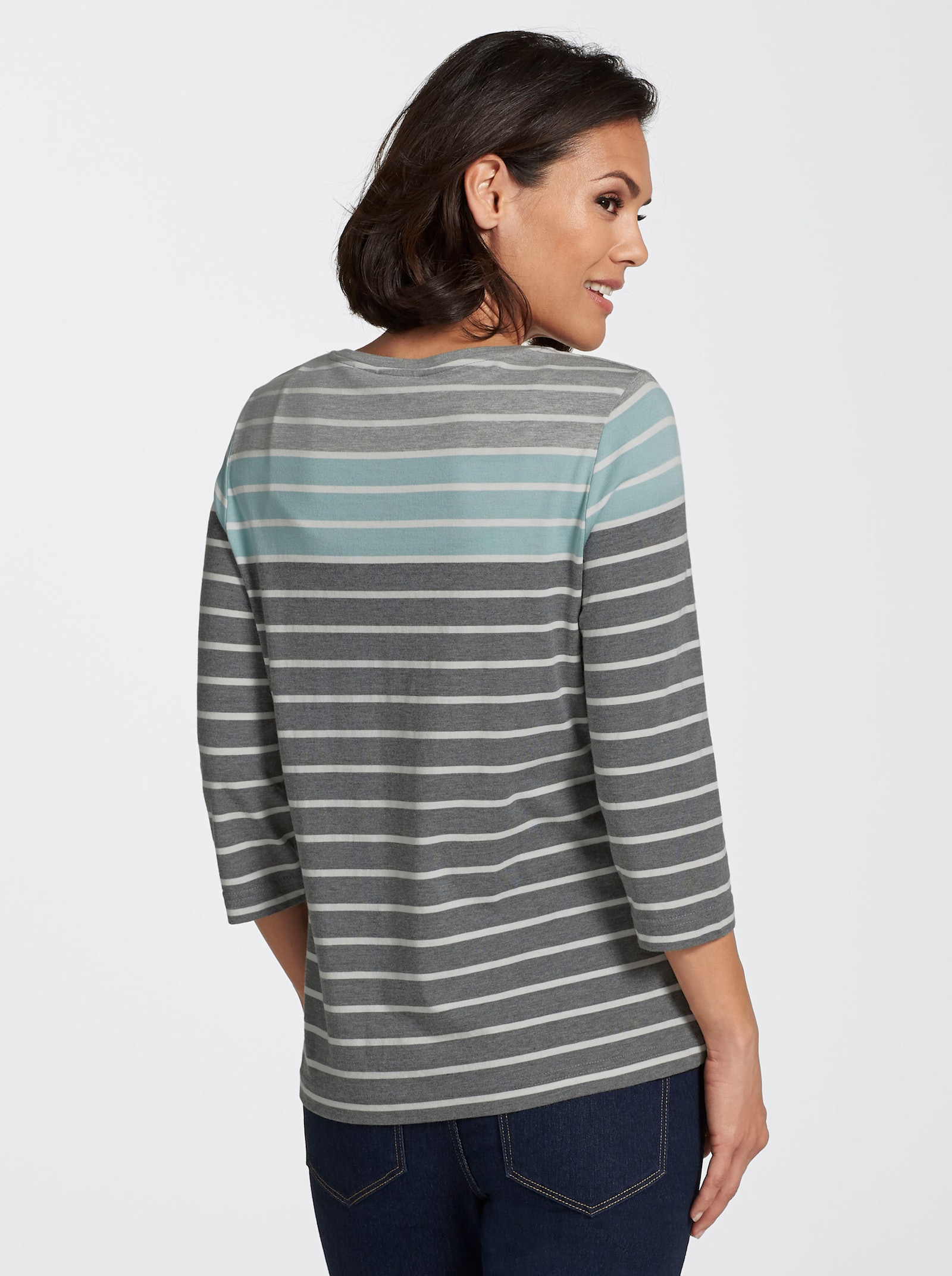 Shirt - anthrazit-mint-gestreift