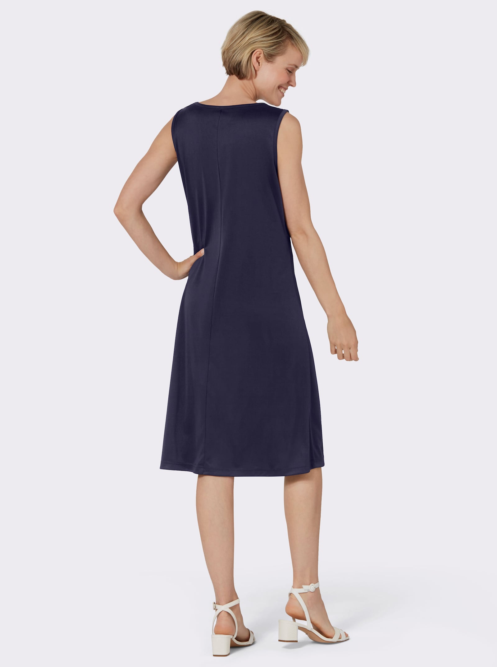 Trikåklänning i dubbelpack - turkos-med tryck + marin