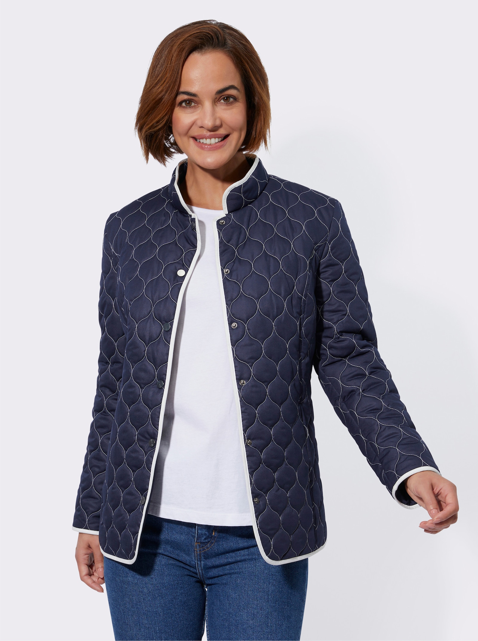 Steppjacke mit Kontrastpaspelierung - marine