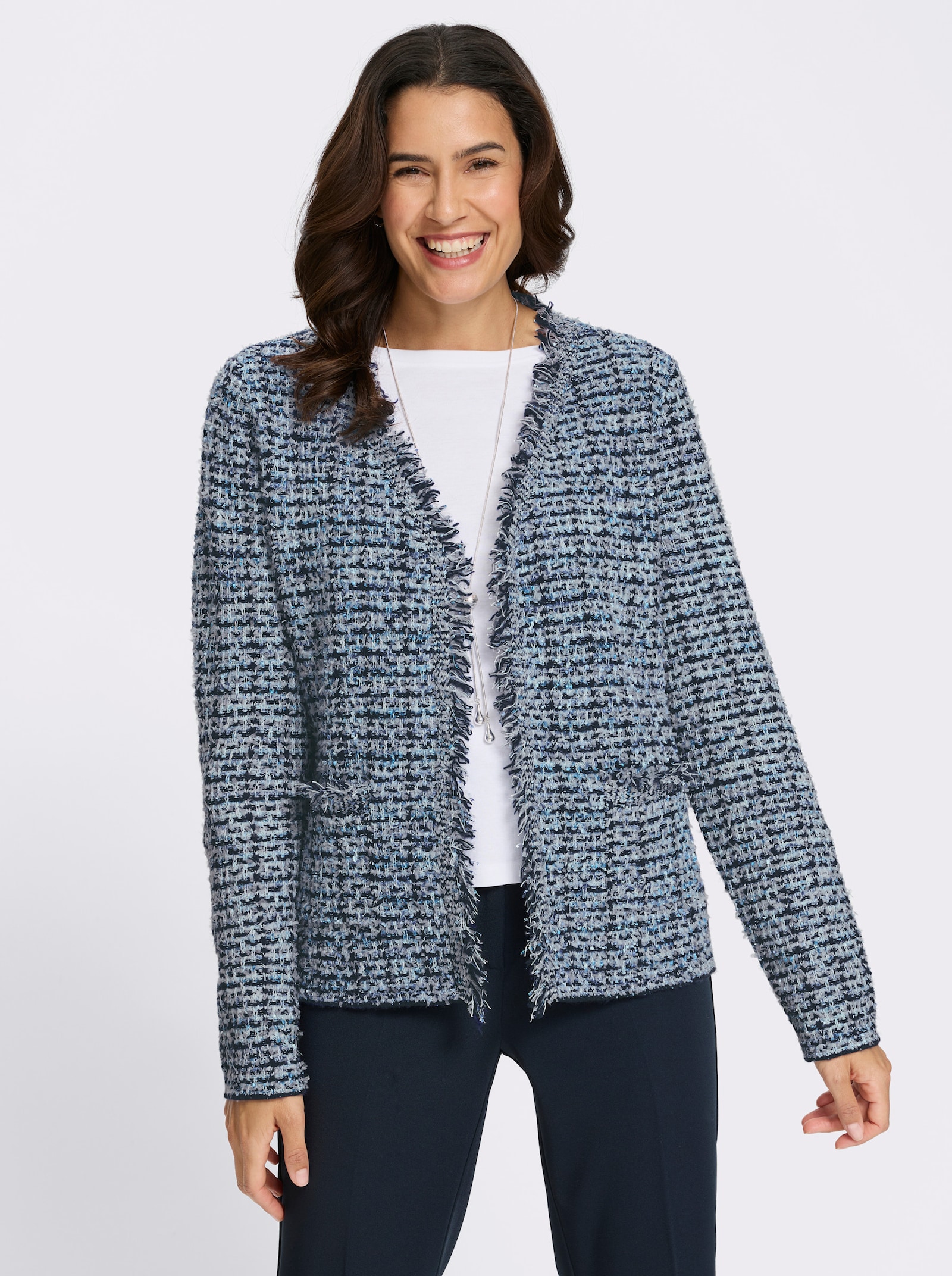 Cardigan - marine-ecru-gemustert