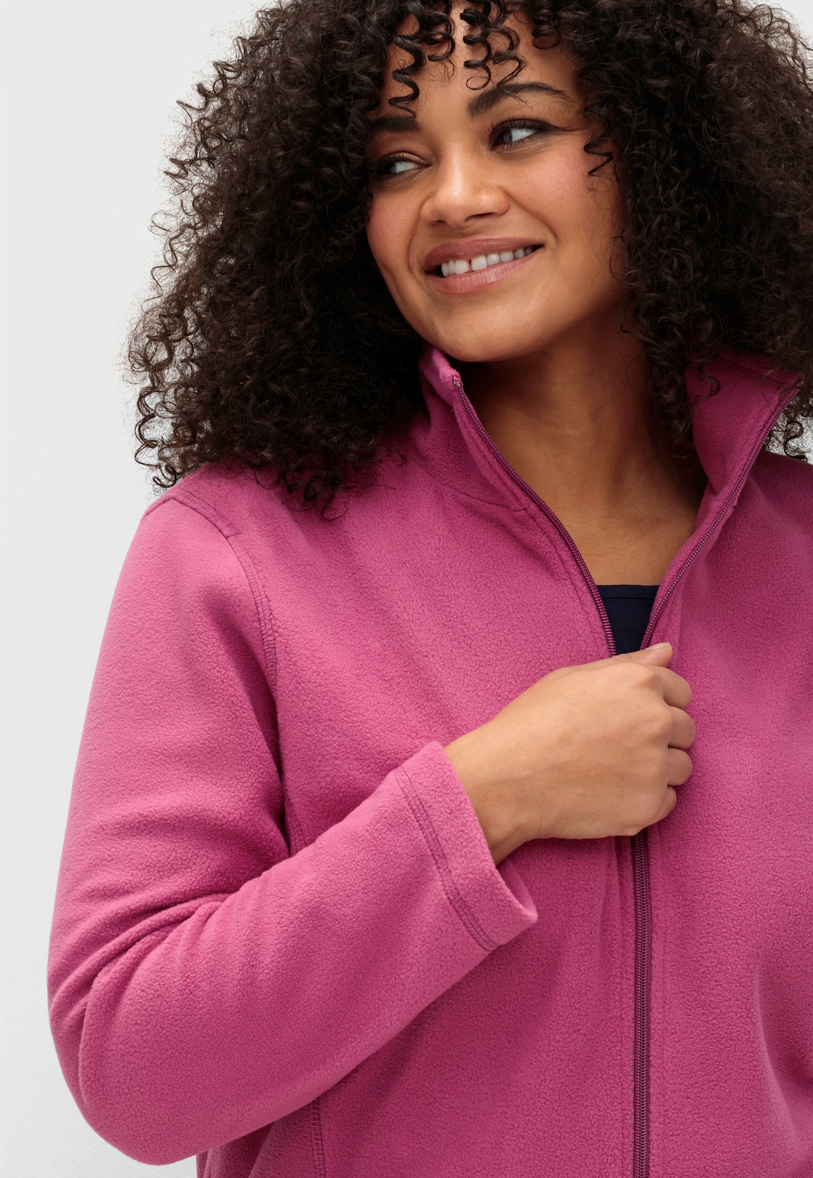 Fleecejacke mit zwei Taschen - fuchsia