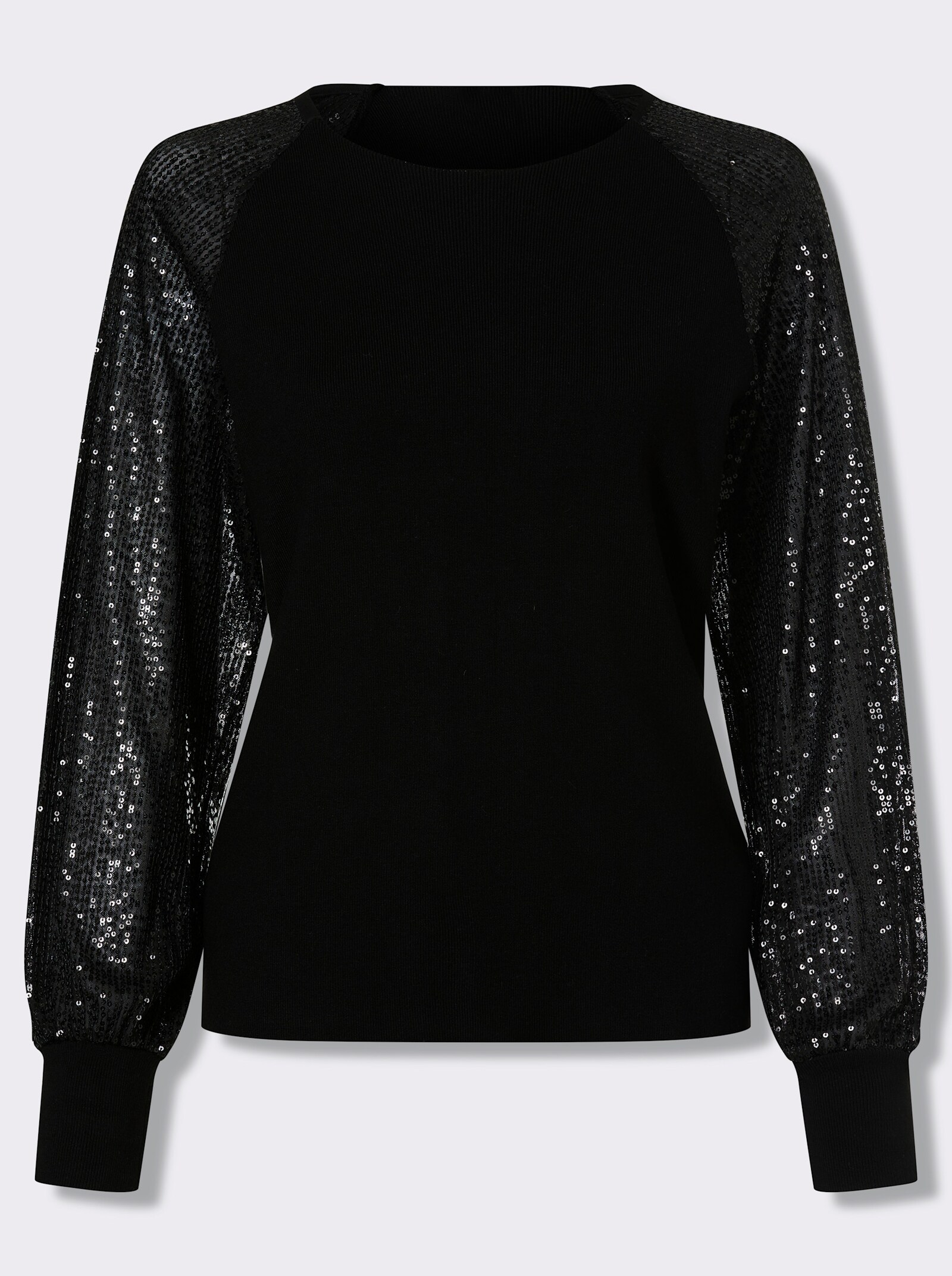 heine Langarm-Pullover mit Pailletten-Verzierung - schwarz