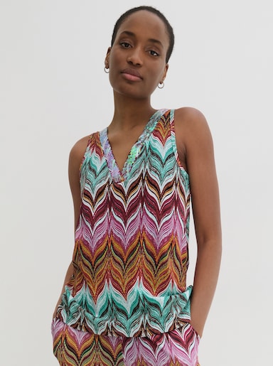 Shirttop mit Pailletten am Ausschnitt - erdbeere-mint-gemustert