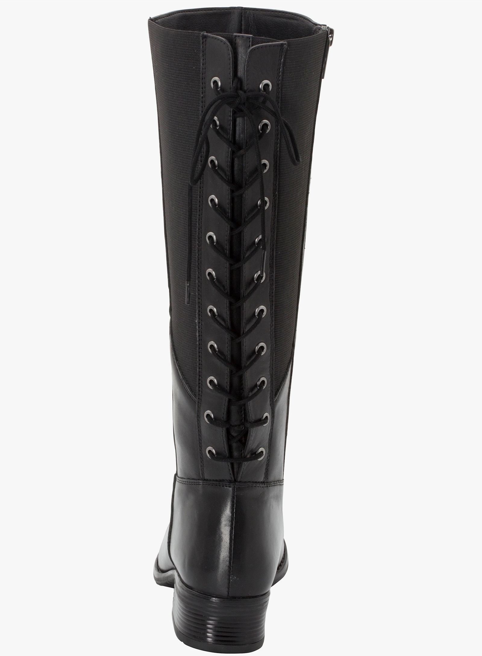 sheego Weitschaftstiefel aus Leder mit  Schnürung - schwarz