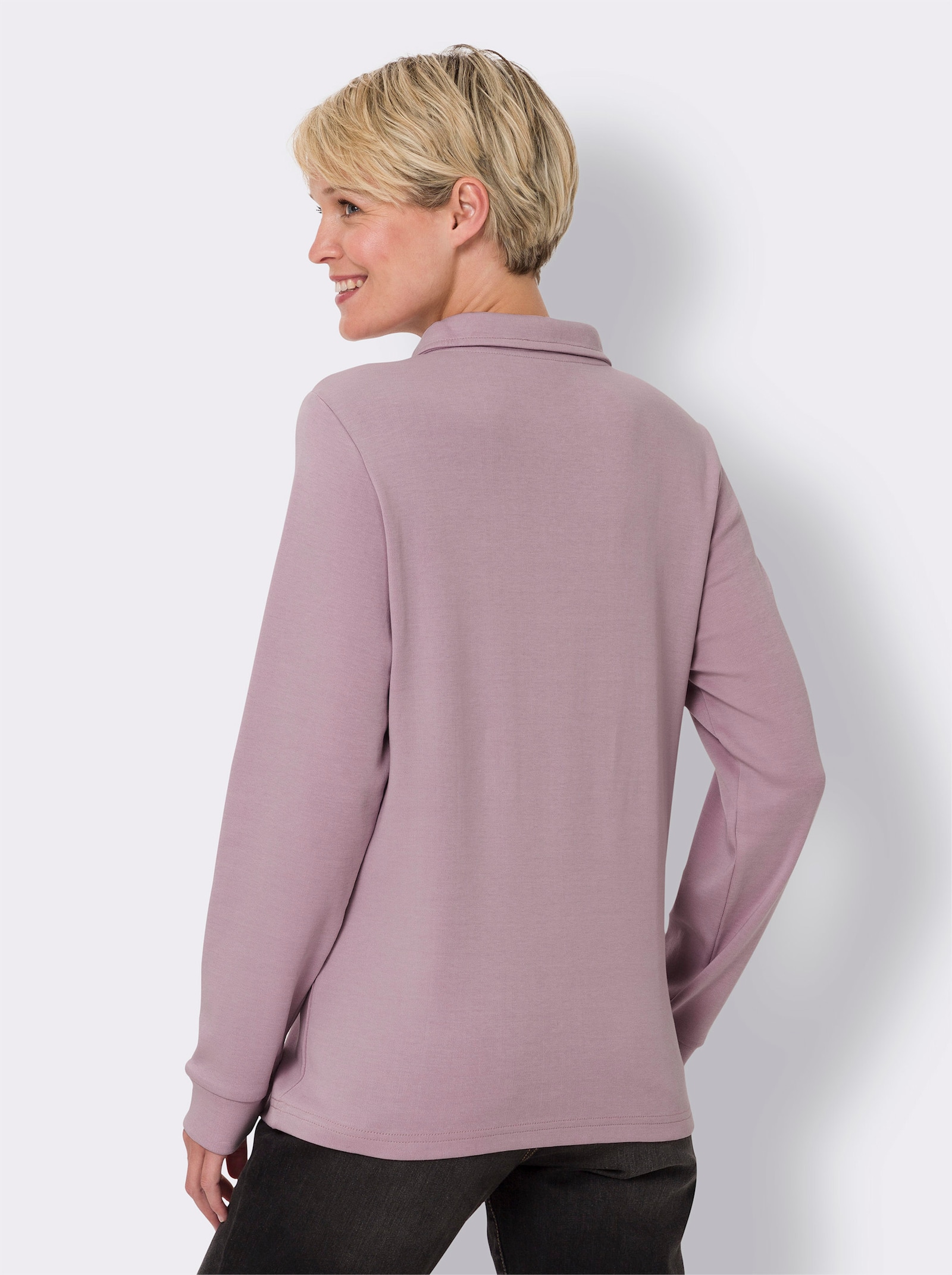 Sweatshirt met ritssluiting op de opstaande kraag - mauve