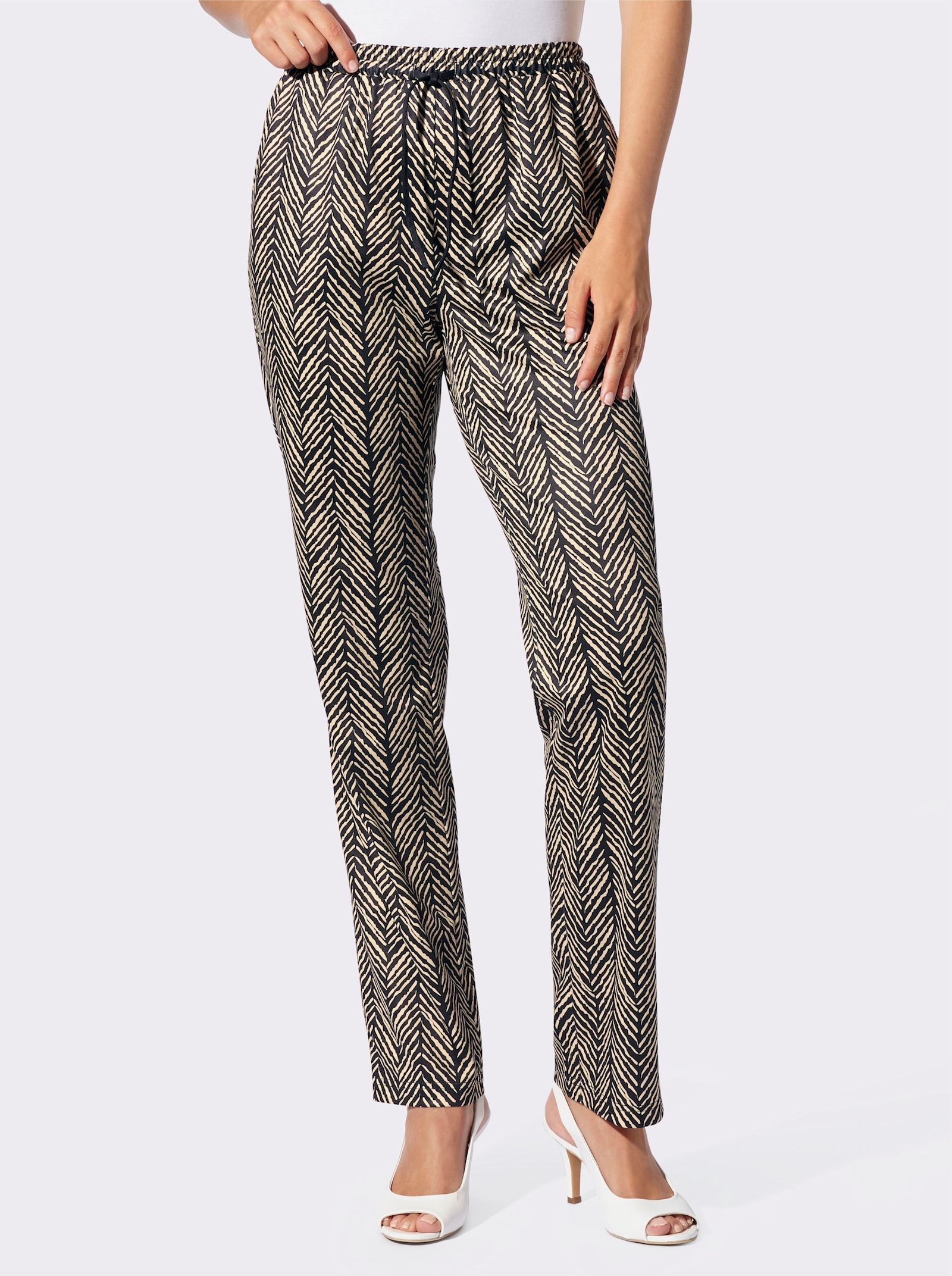 Jerseyhose aus recyceltem Polyester - schwarz-gezackt