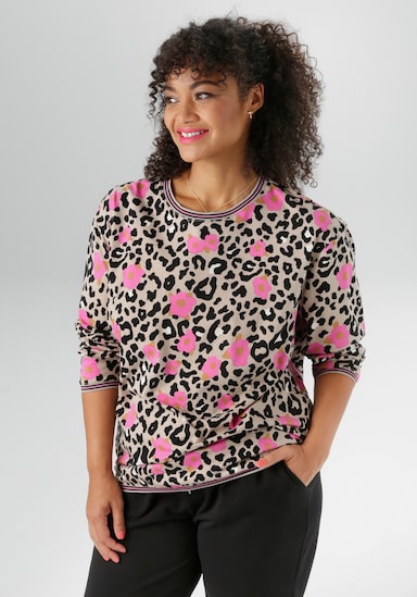 Aniston PLUS Sweatshirt - beige-pink-schwarz-offwhite