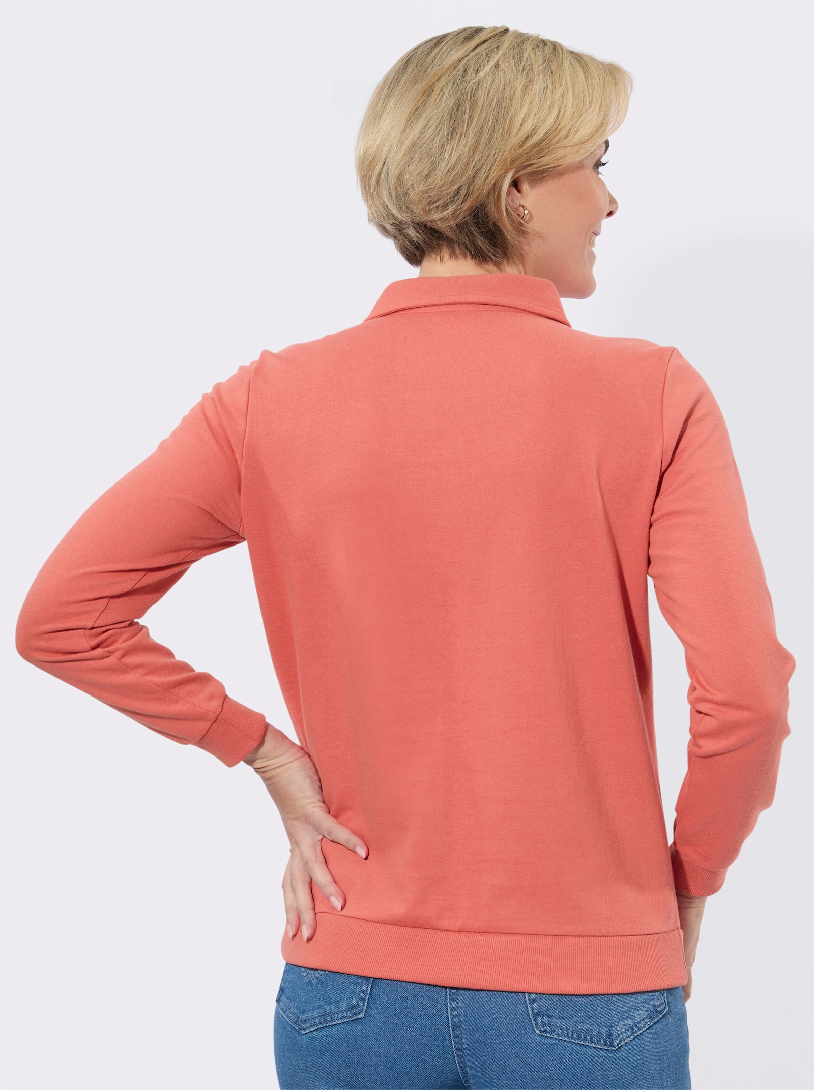 Sweatshirt mit Hemdkragen - grapefruit