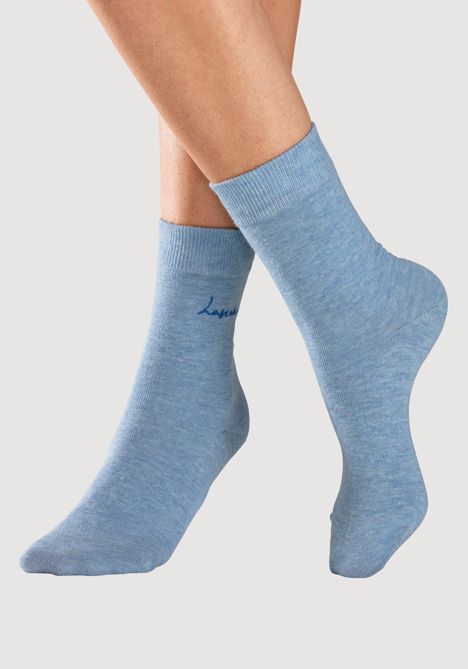 LASCANA Basicsocken - 1x jeans-meliert, 1x hellblau-meliert, 1x anthrazit-meliert, 1x grau-meliert, 1x altrosa-meliert, 1x rosa-meliert, 1x ecru