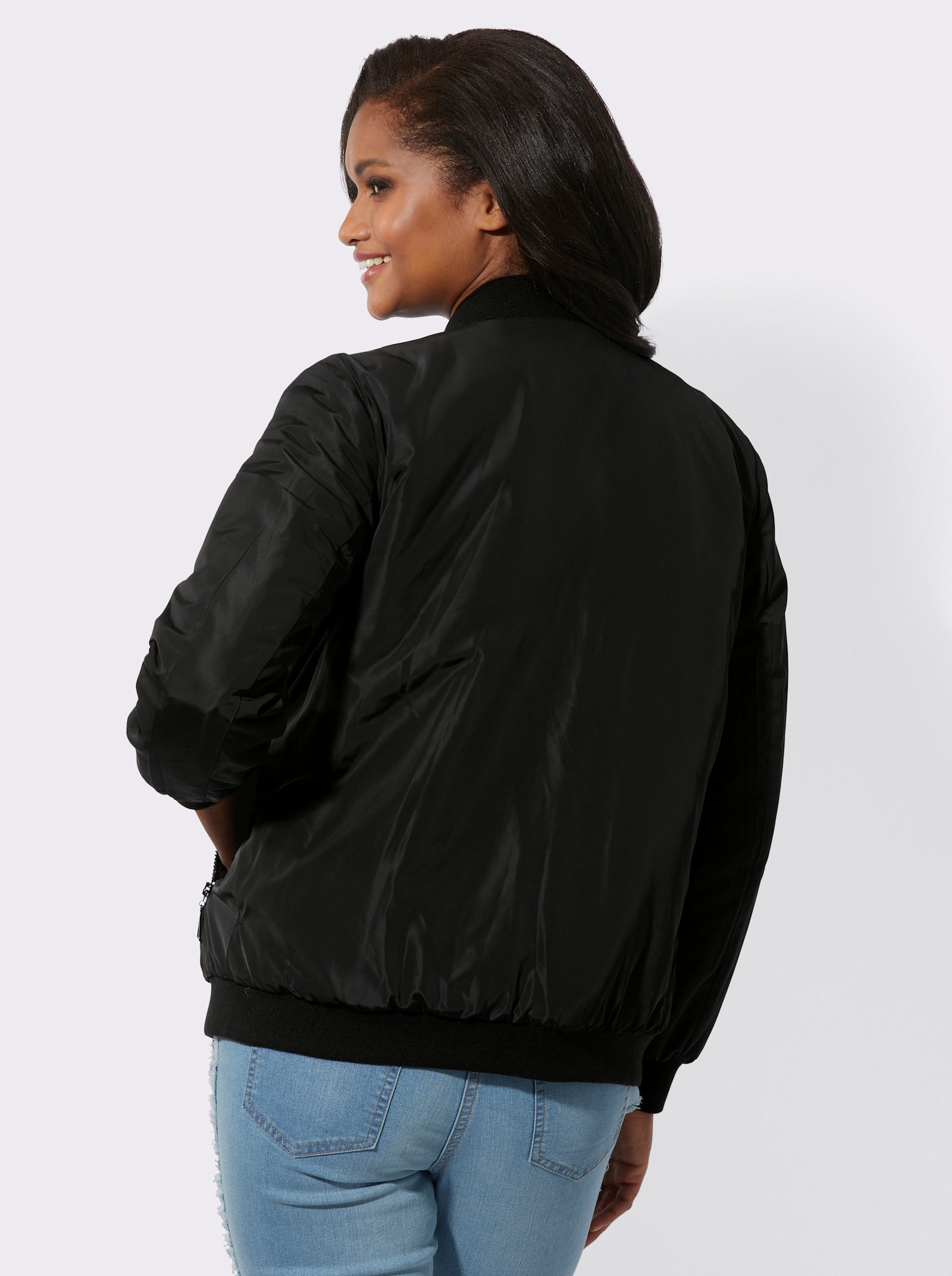 Wendejacke in Blouson-Form - sand-schwarz