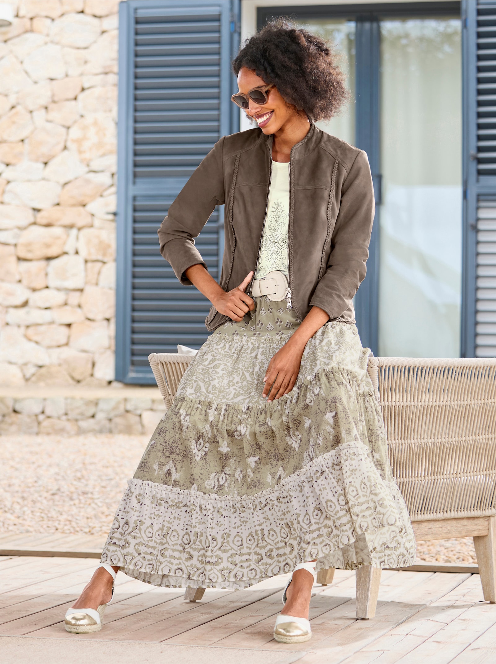 heine Leren jack van geitensuède - taupe