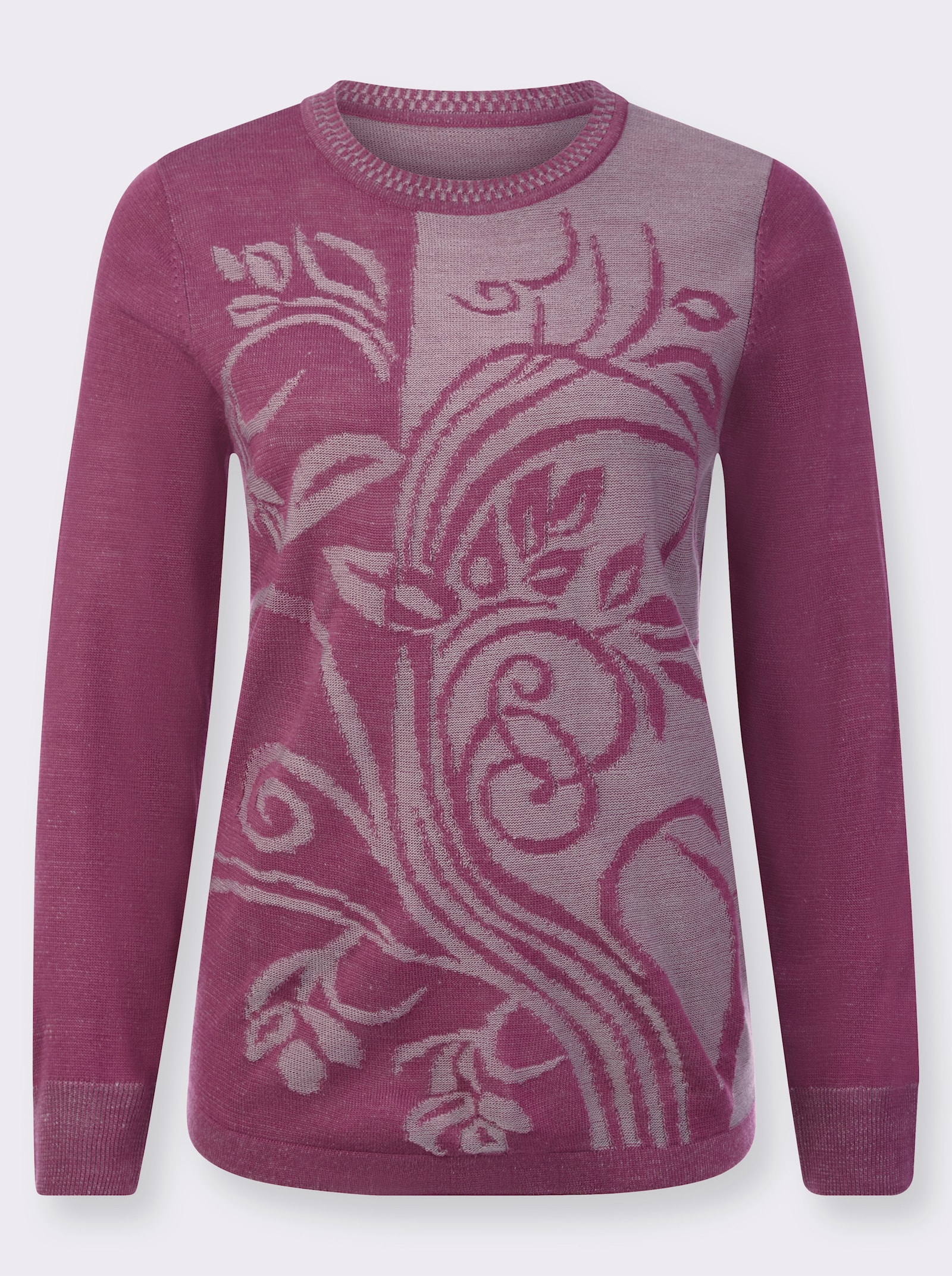 Pullover met lange mouwen en jacquardpatroon - heide/steengrijs gedessineerd