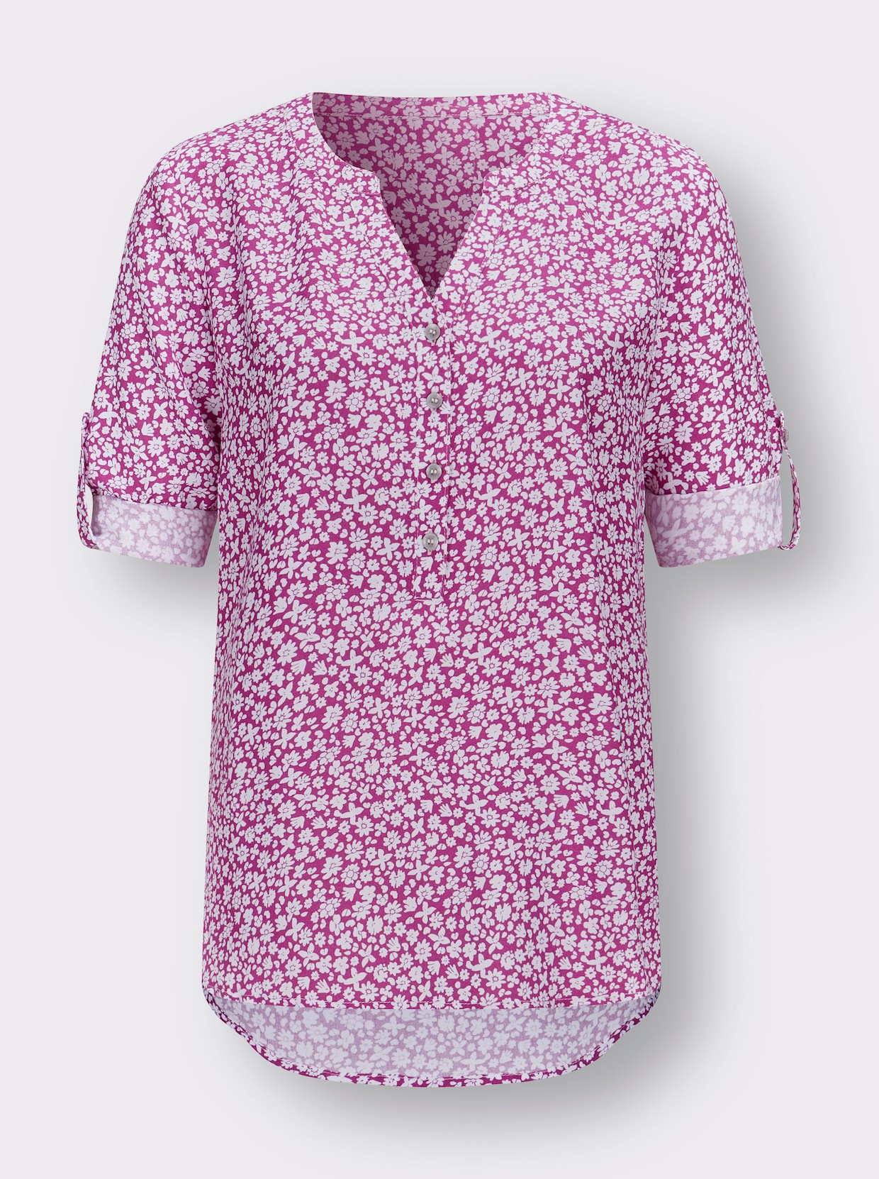 Blouse met print - magenta/ecru bedrukt