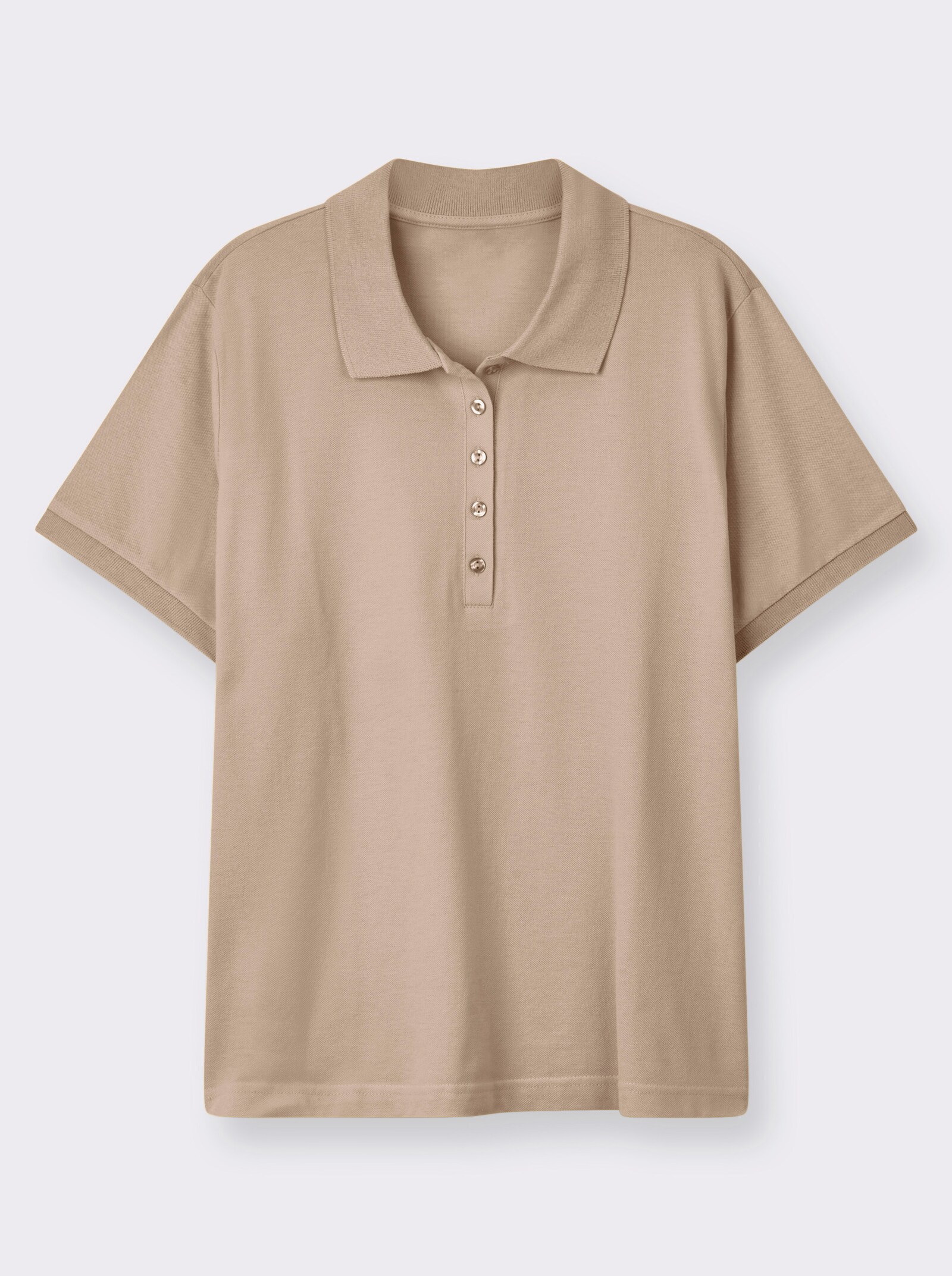 Poloshirt mit Seitenschlitzen - sand