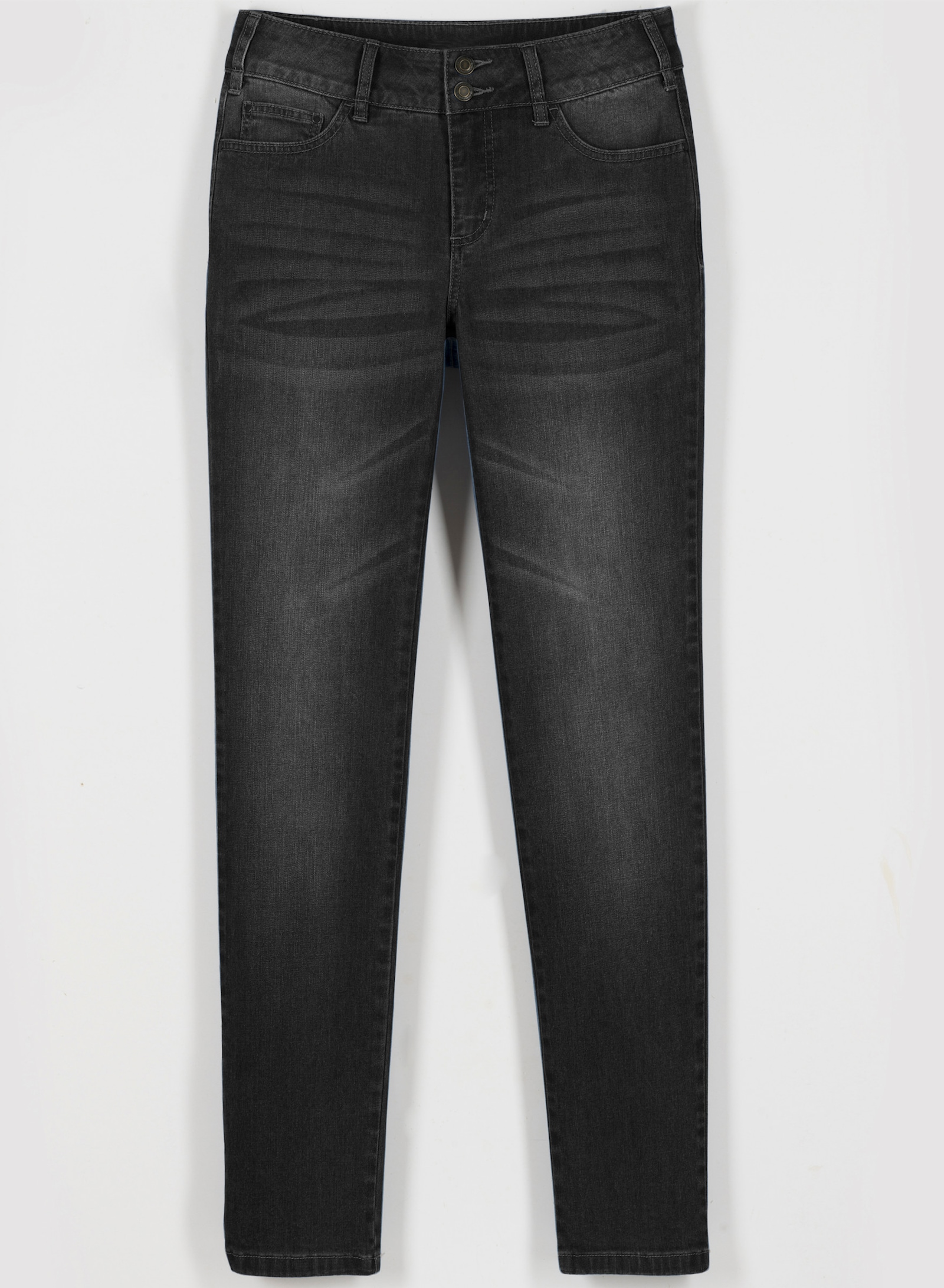 Jeans mit Nieten an den Taschen - black-denim