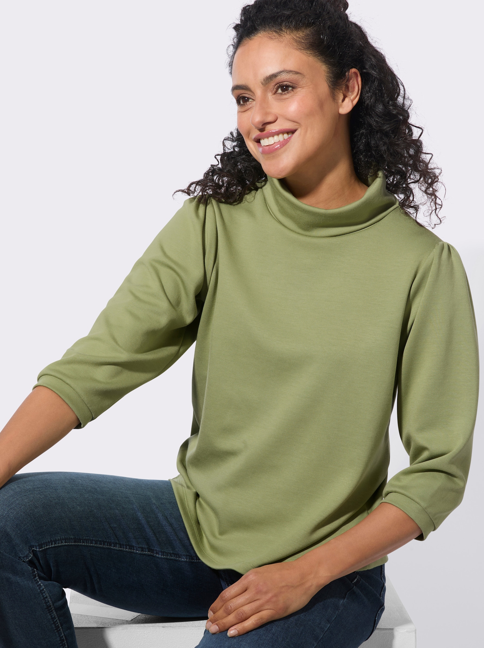 Sweatshirt mit Kellerfalte hinten - schilf