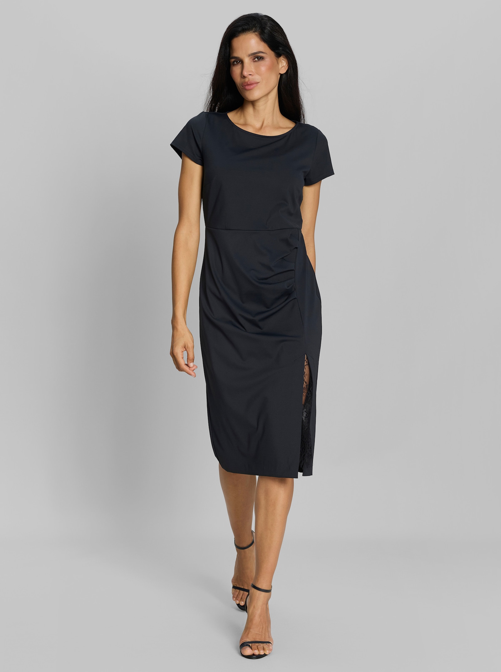 heine Jerseykleid mit Spitzenzier - schwarz