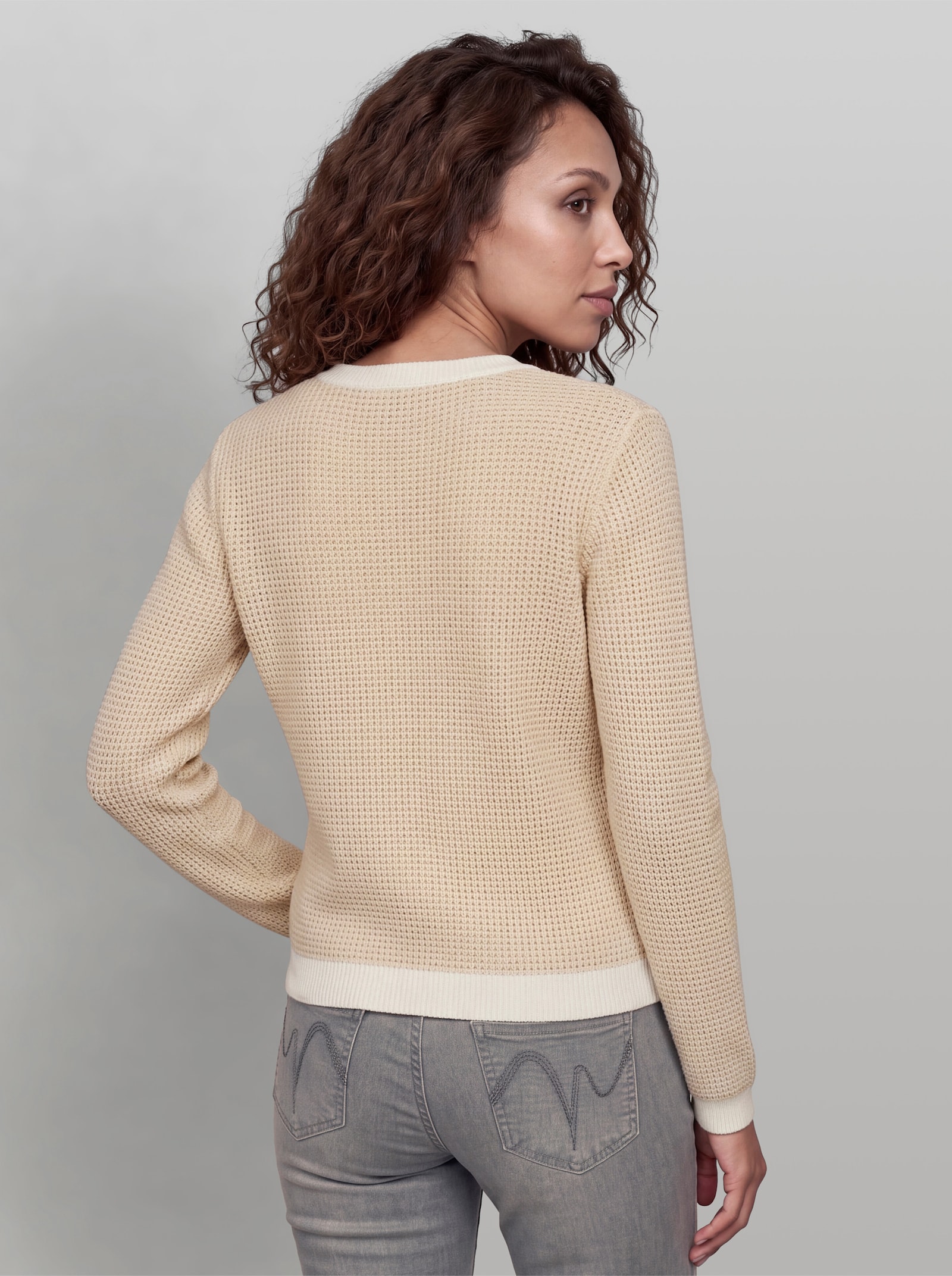 heine Pullover mit Kontrast-Bündchen - sand