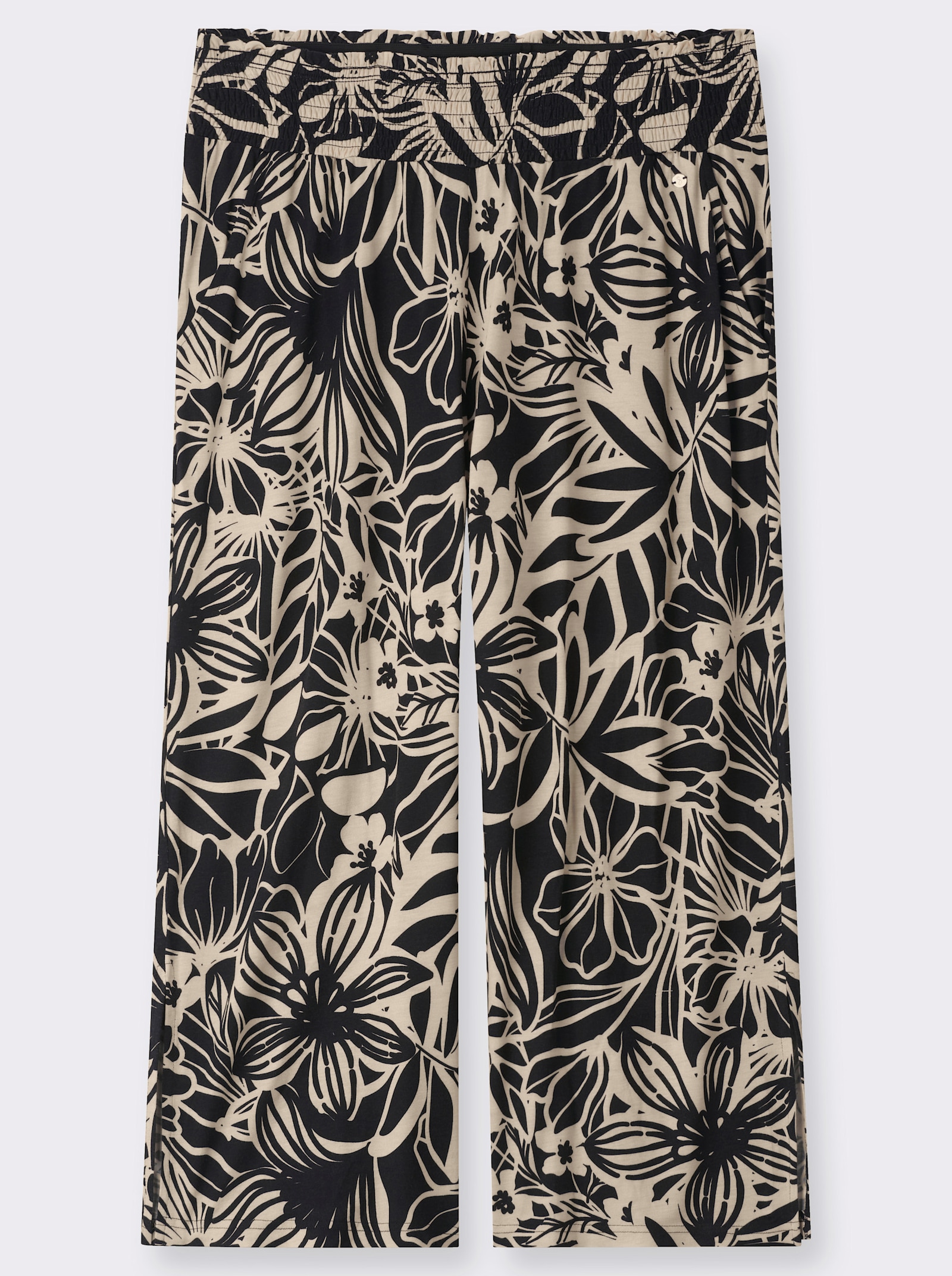 sheego Druckhose In Culotte-Form - schwarz-sand-bedruckt