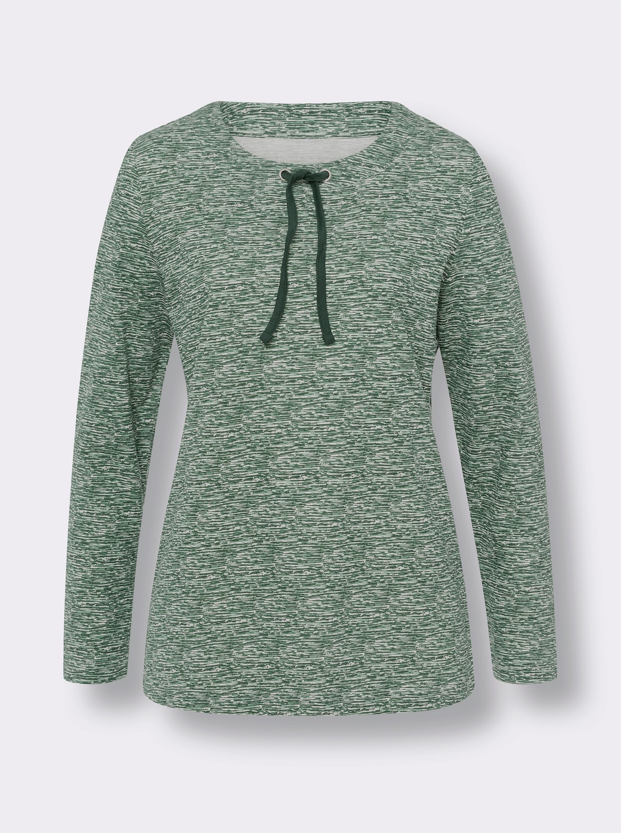 Shirt met lange mouwen - mos/ecru bedrukt