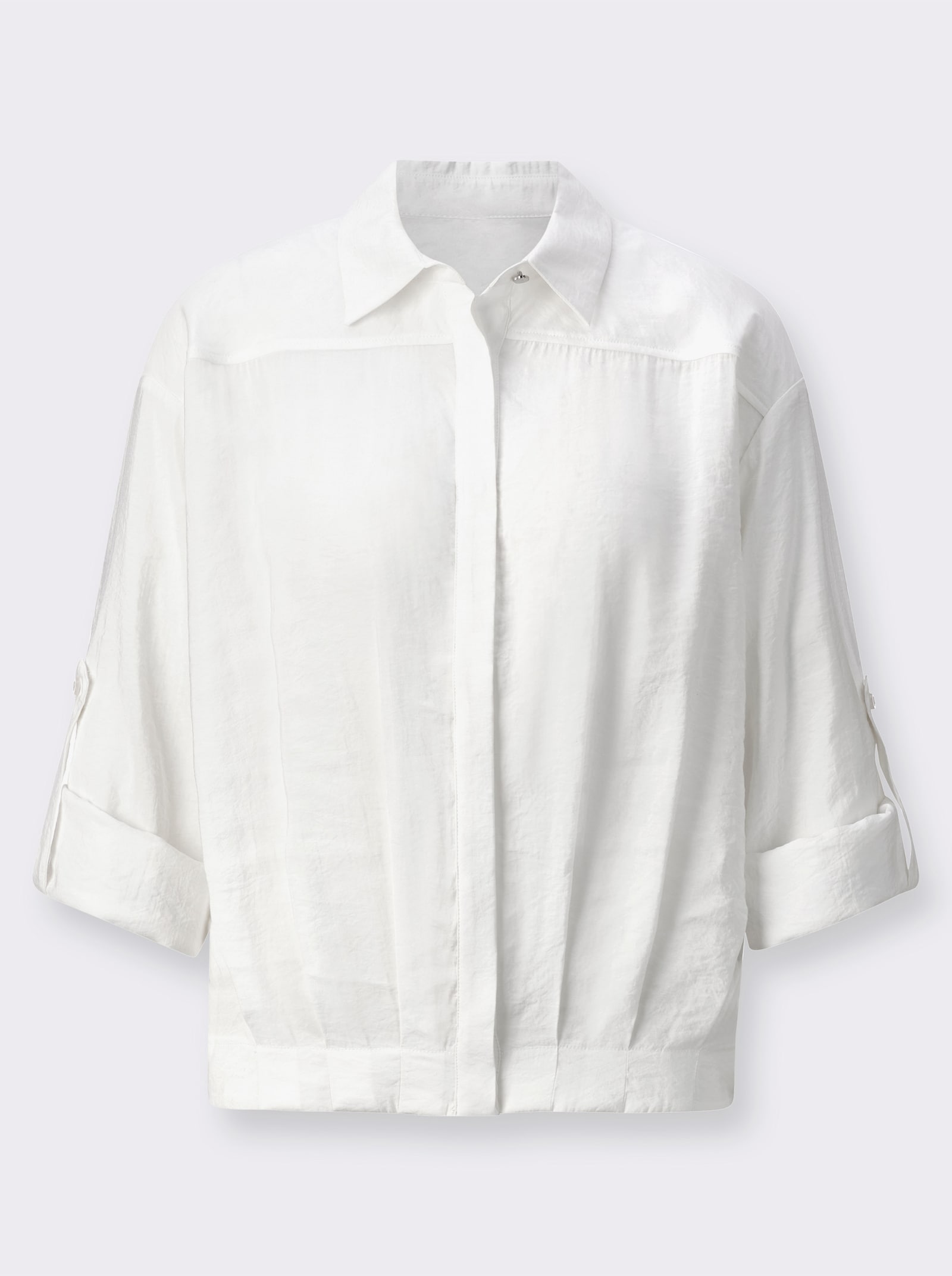 Hemdbluse in Crinkle-Qualität - ecru