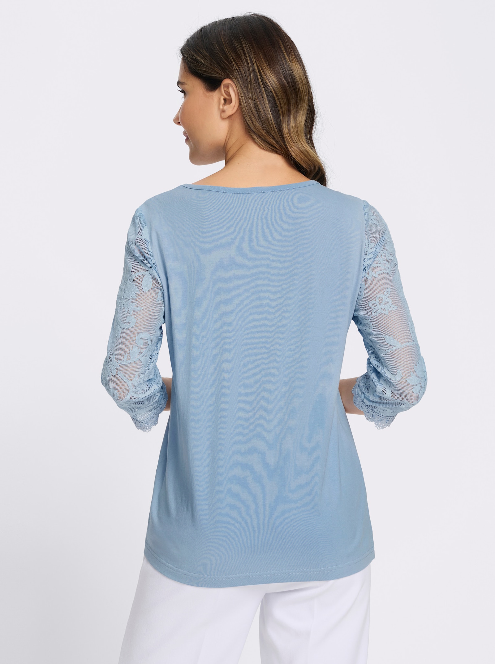 Spitzenshirt - hellblau