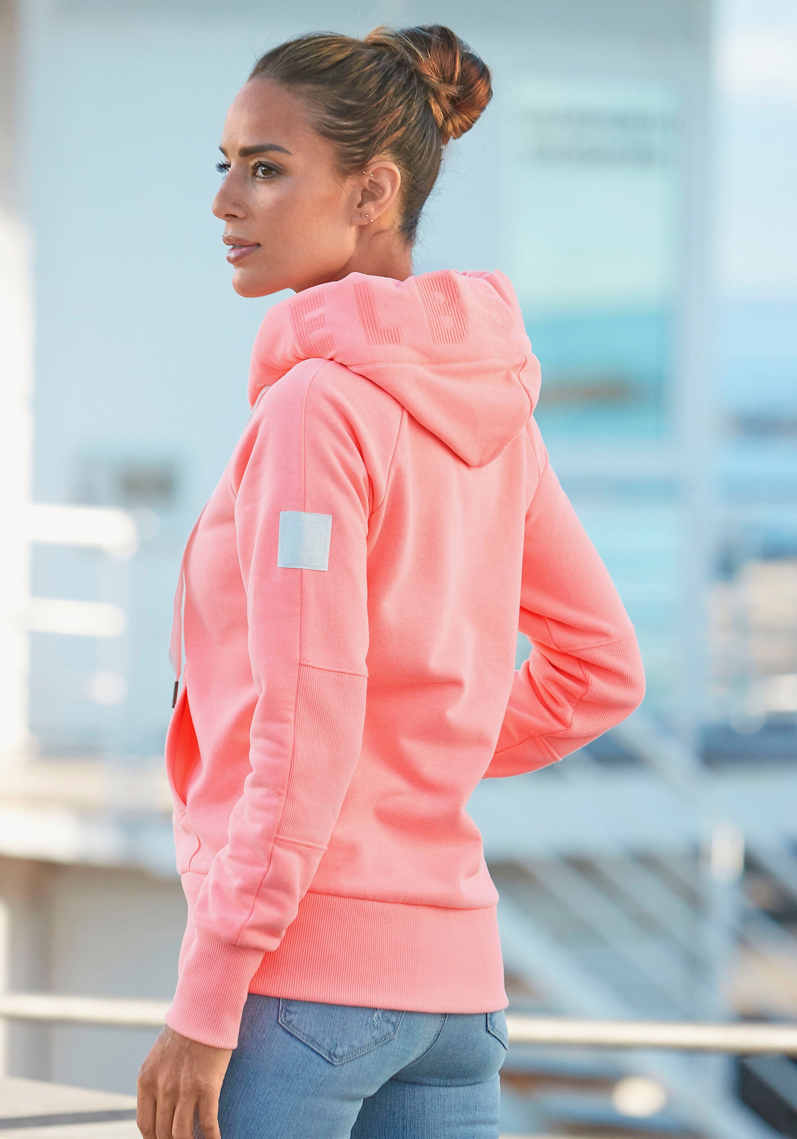 Elbsand Kapuzensweatjacke - koralle meliert