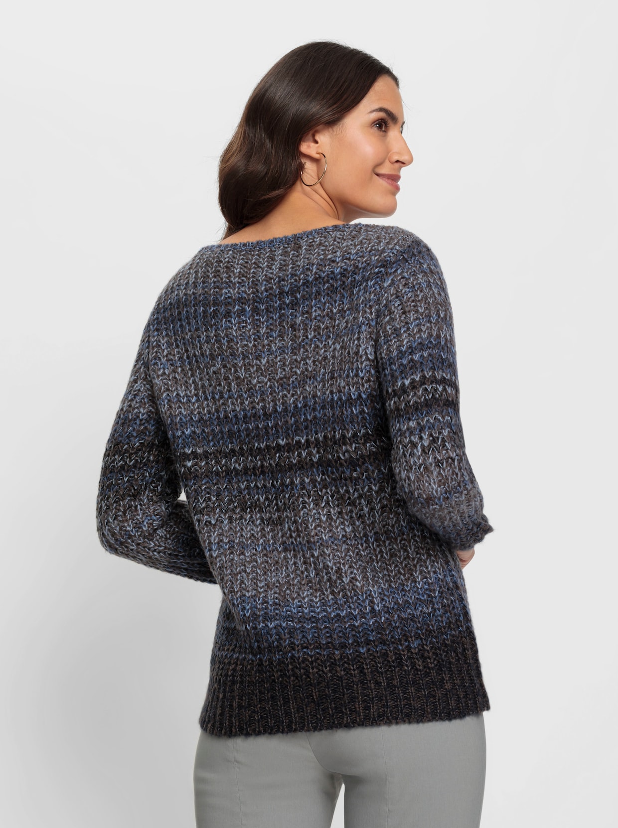 Langarm-Pullover - dunkelblau-gemustert